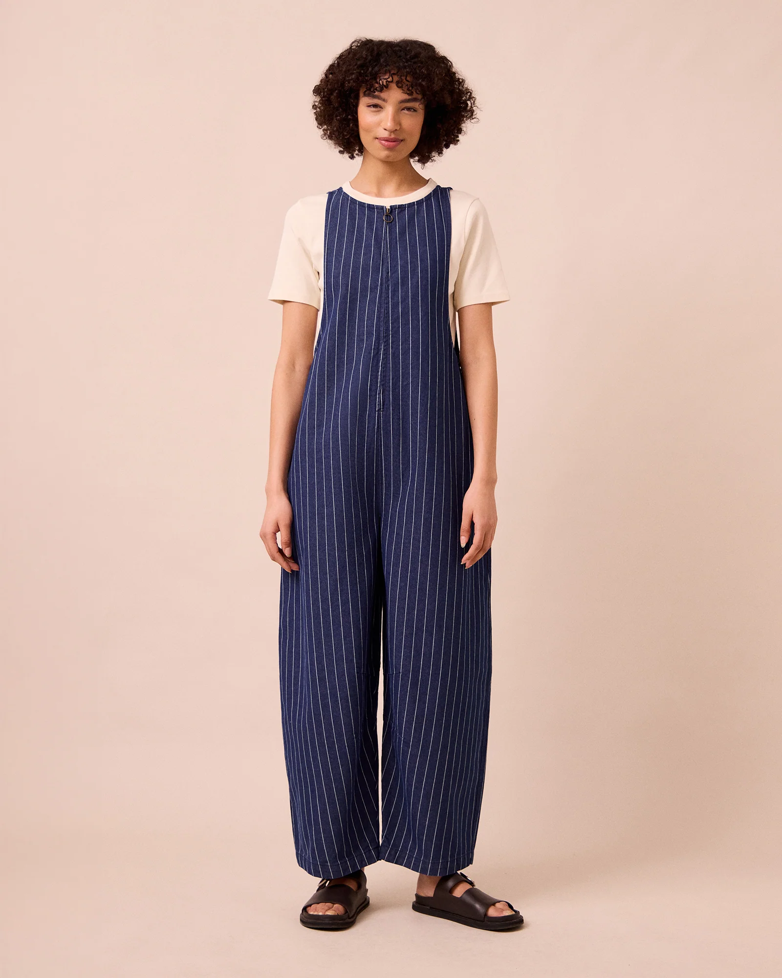 Ada Mid Blue Pinstripe Denim Jumpsuit