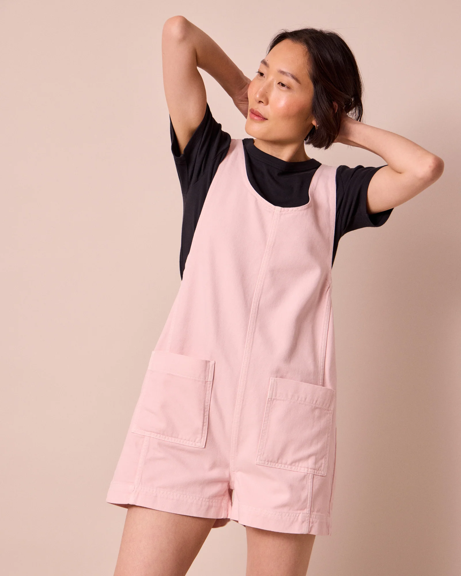 Anica Petal Pink Denim Playsuit - Image 2