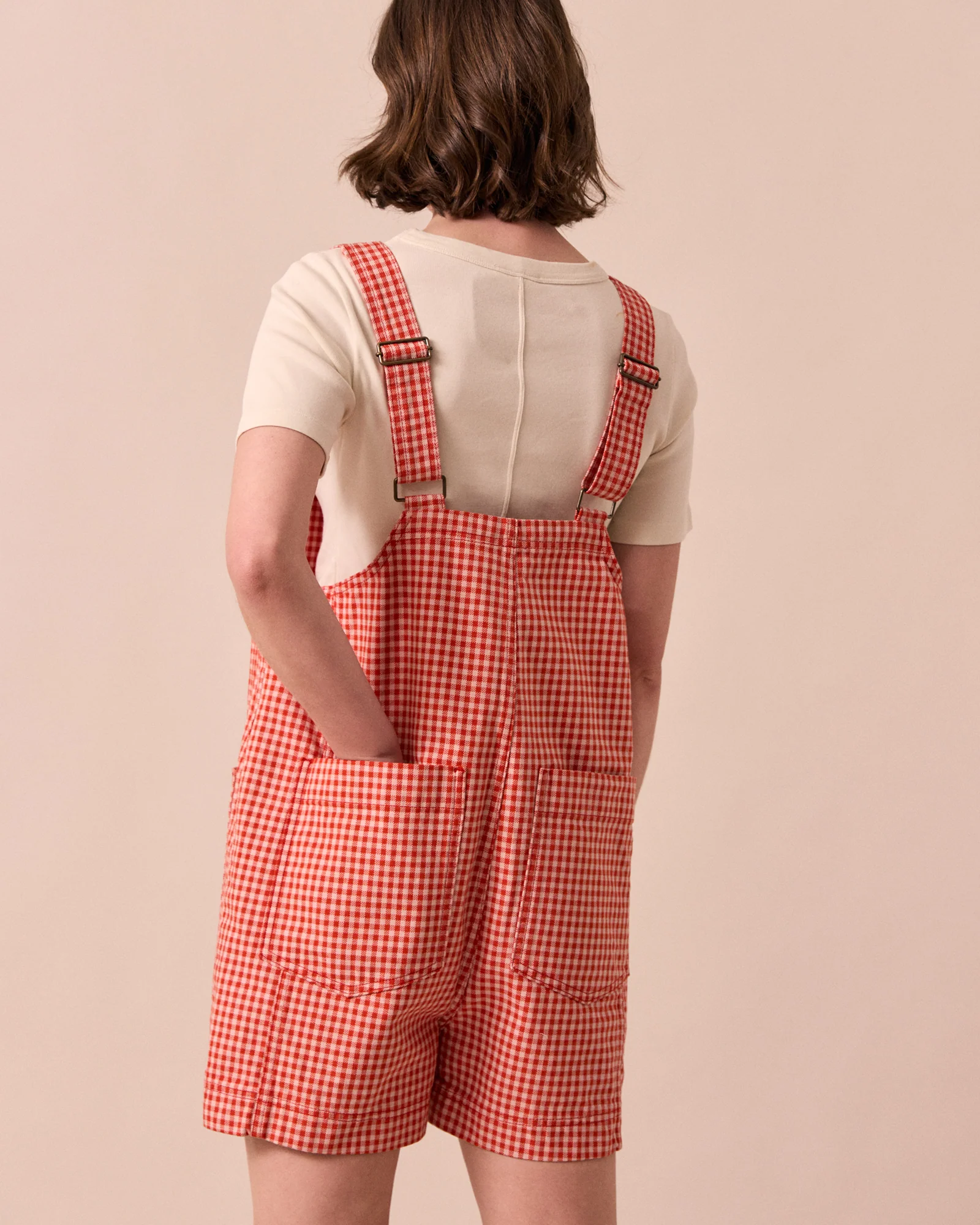 Anica Poppy Red Gingham Denim Playsuit - Image 4