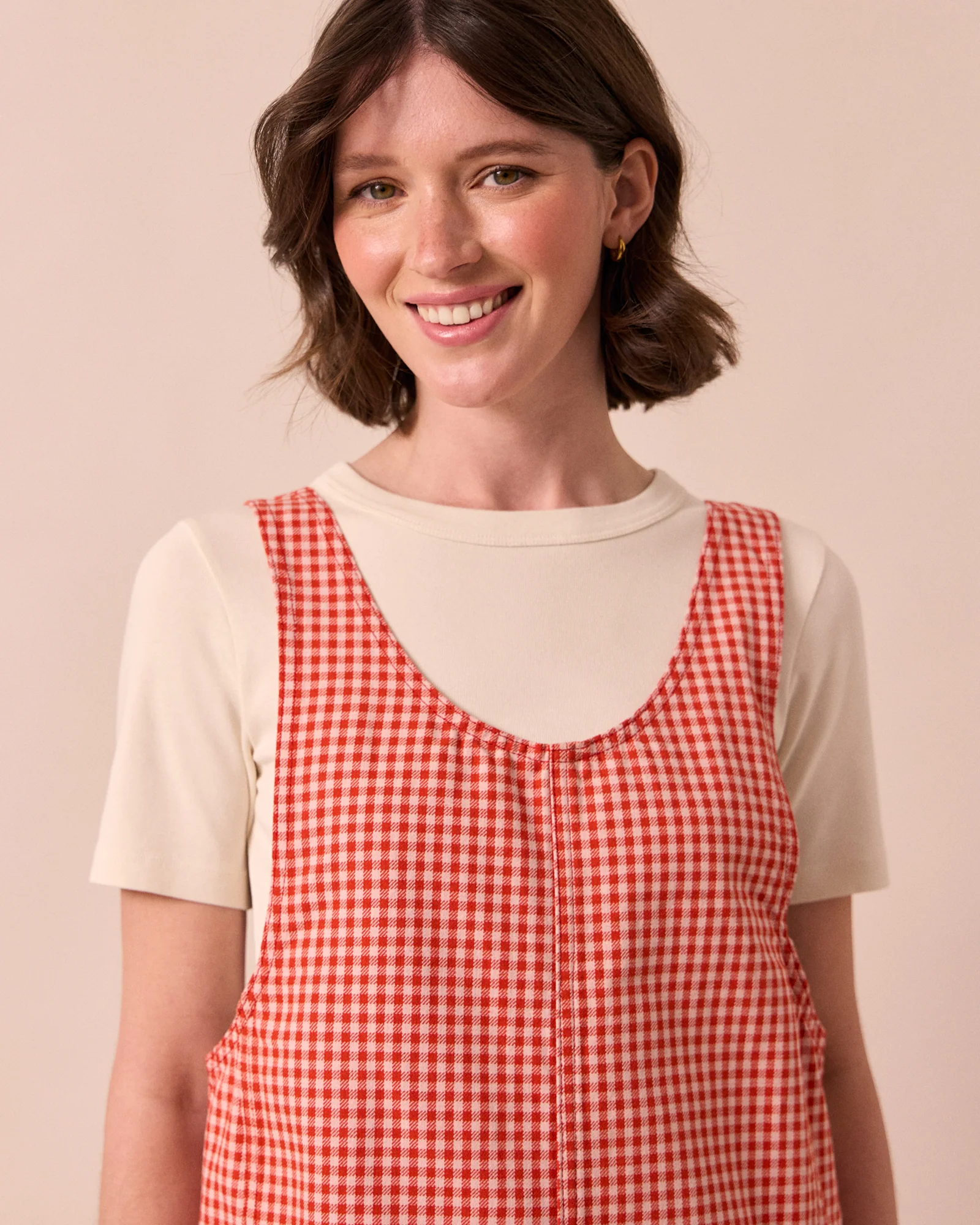Anica Poppy Red Gingham Denim Playsuit - Image 5