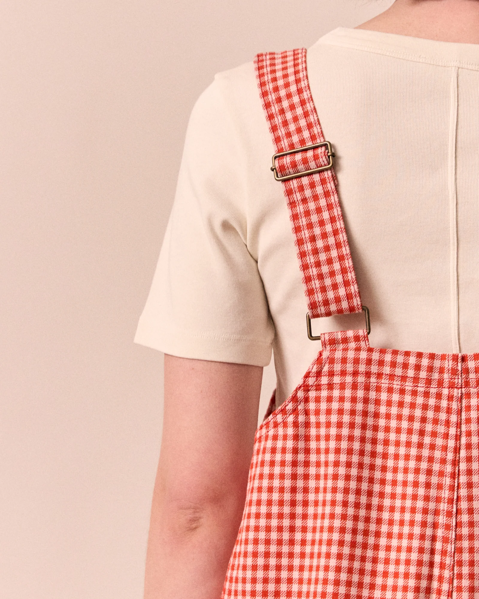 Anica Poppy Red Gingham Denim Playsuit - Image 6