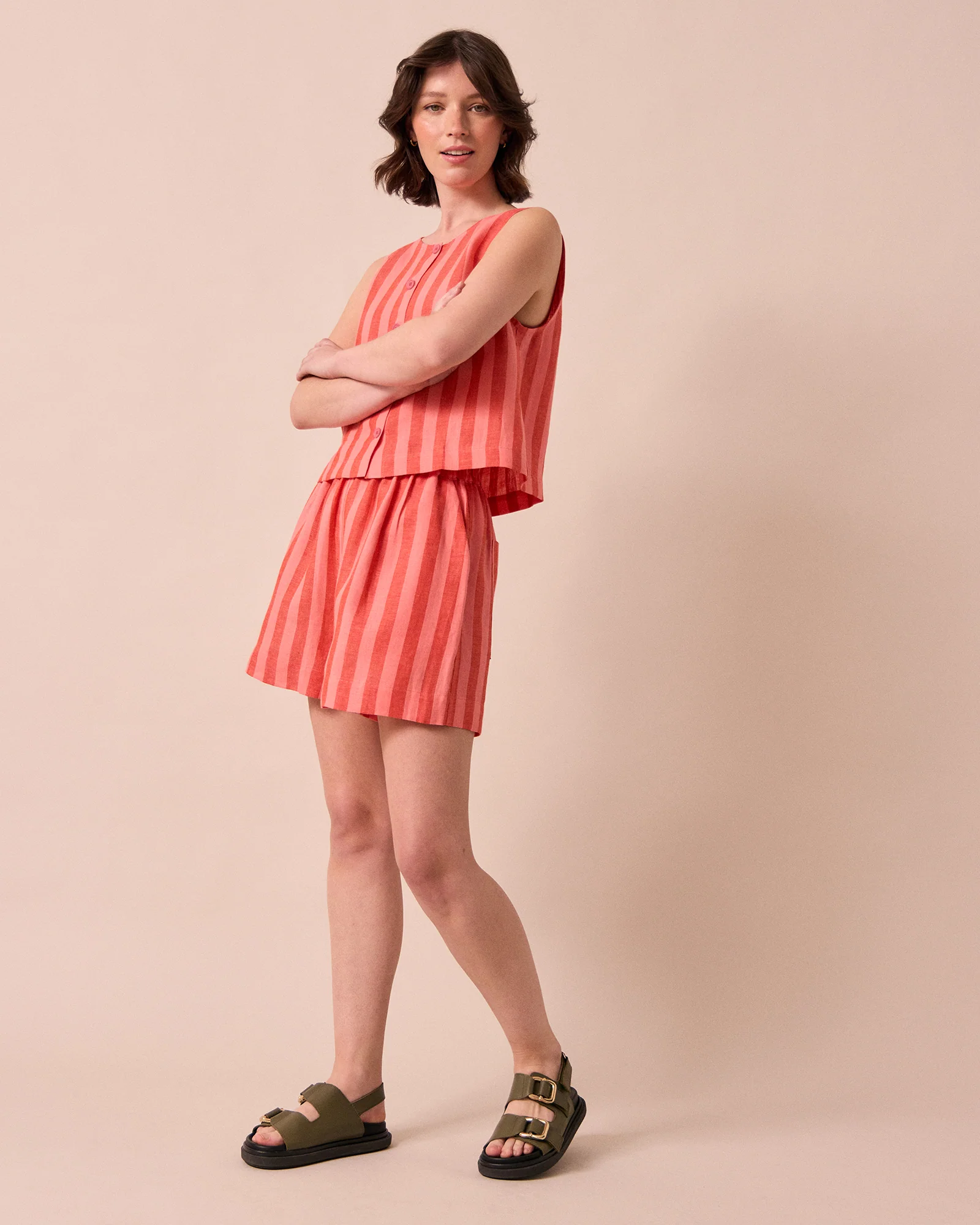 Arielle Sorbet Stripe Linen Shorts - Image 3