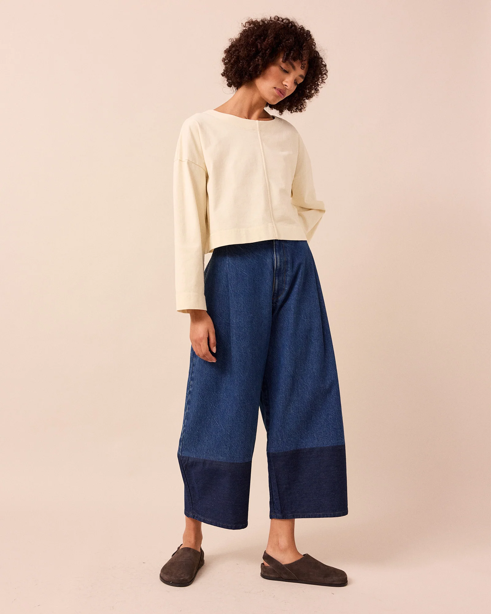 Blair Mid Blue Contrast Hem Denim Jeans