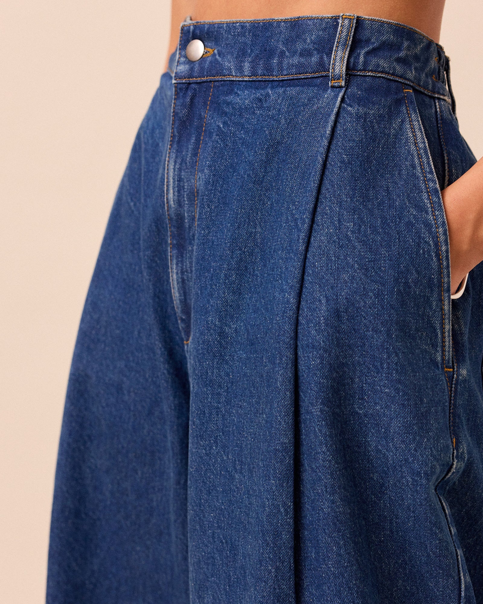 Blair Mid Blue Contrast Hem Denim Jeans - Image 3