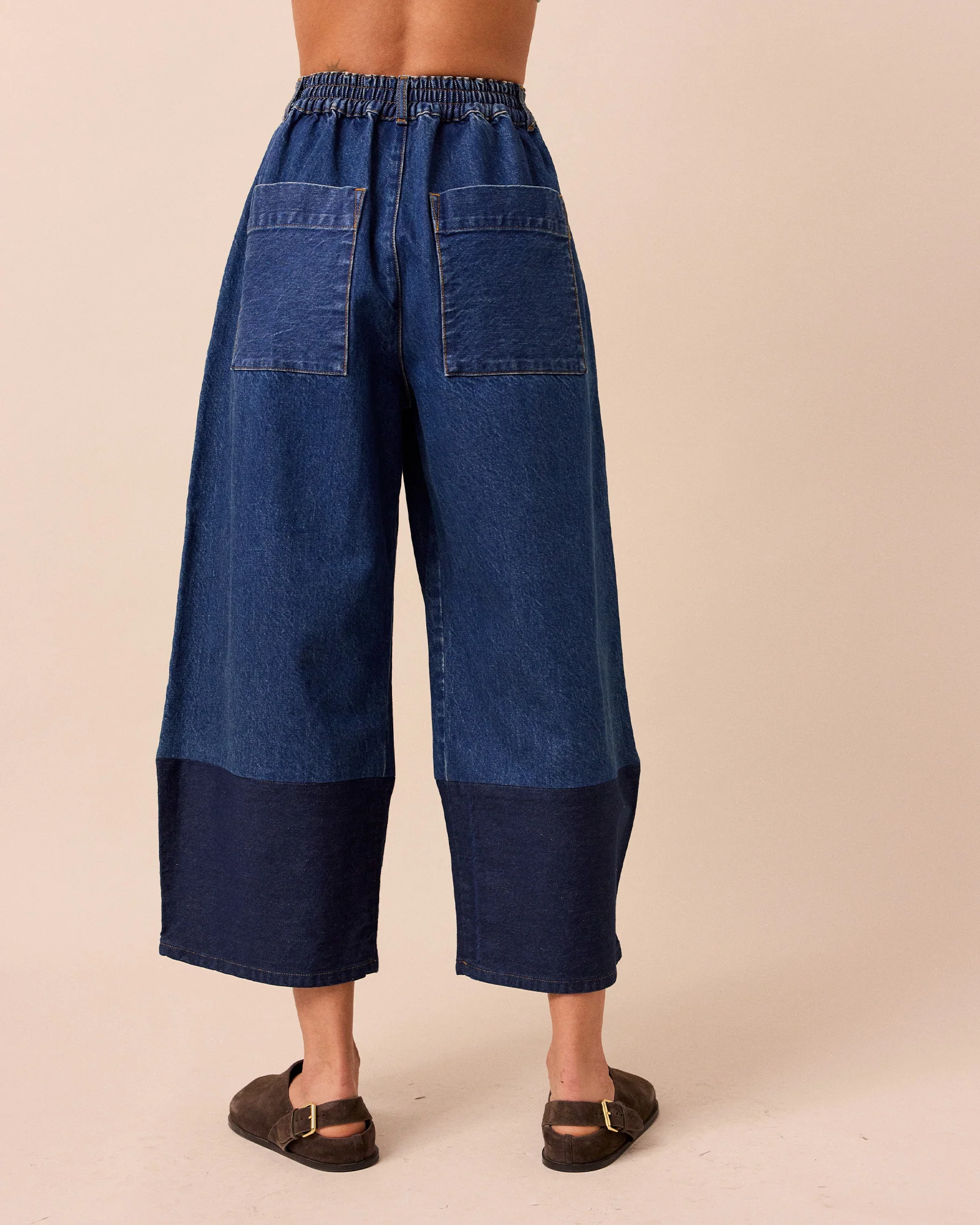 Blair Mid Blue Contrast Hem Denim Jeans - Image 4