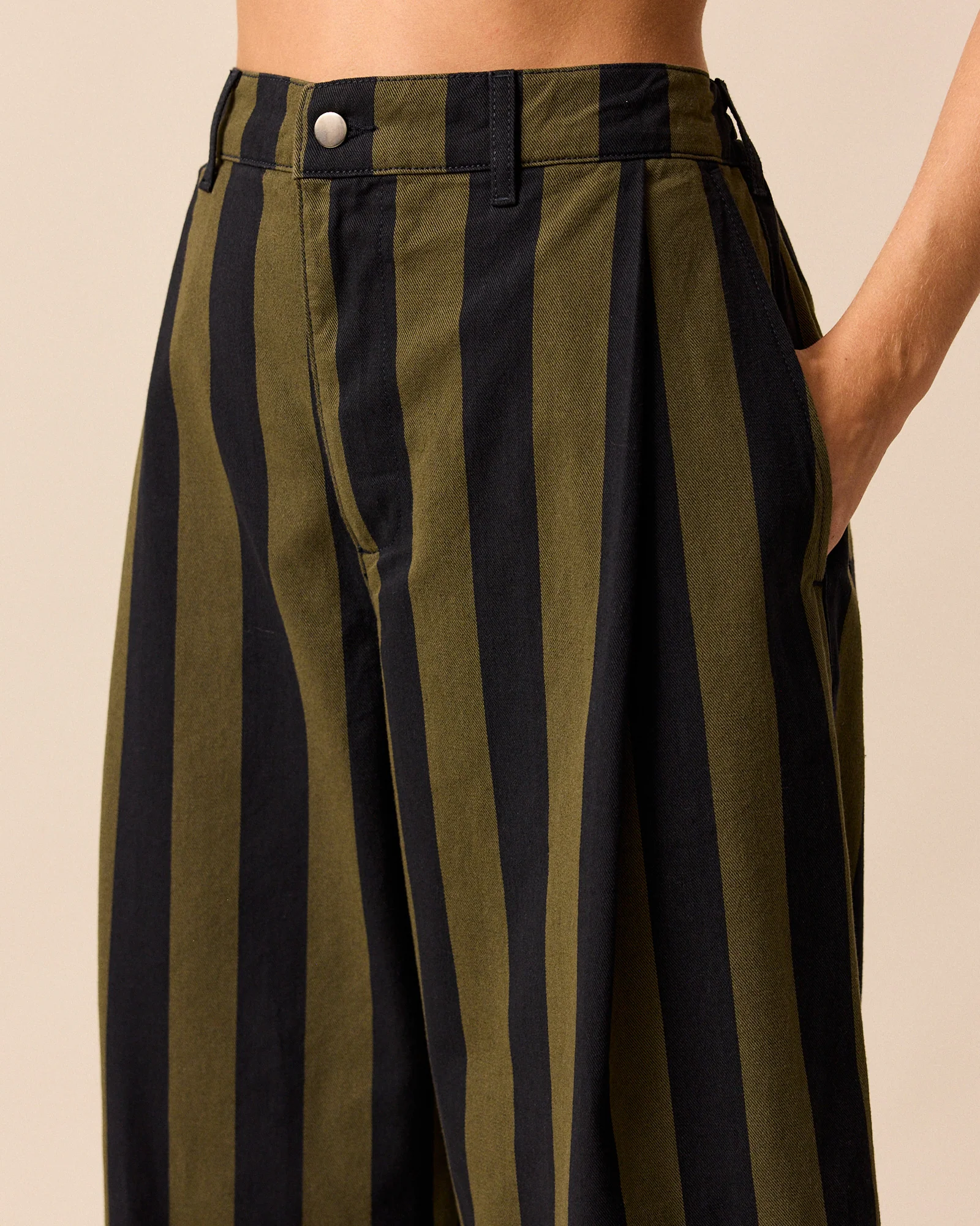 Blair Olive & Black Stripe Denim Jeans - Image 3
