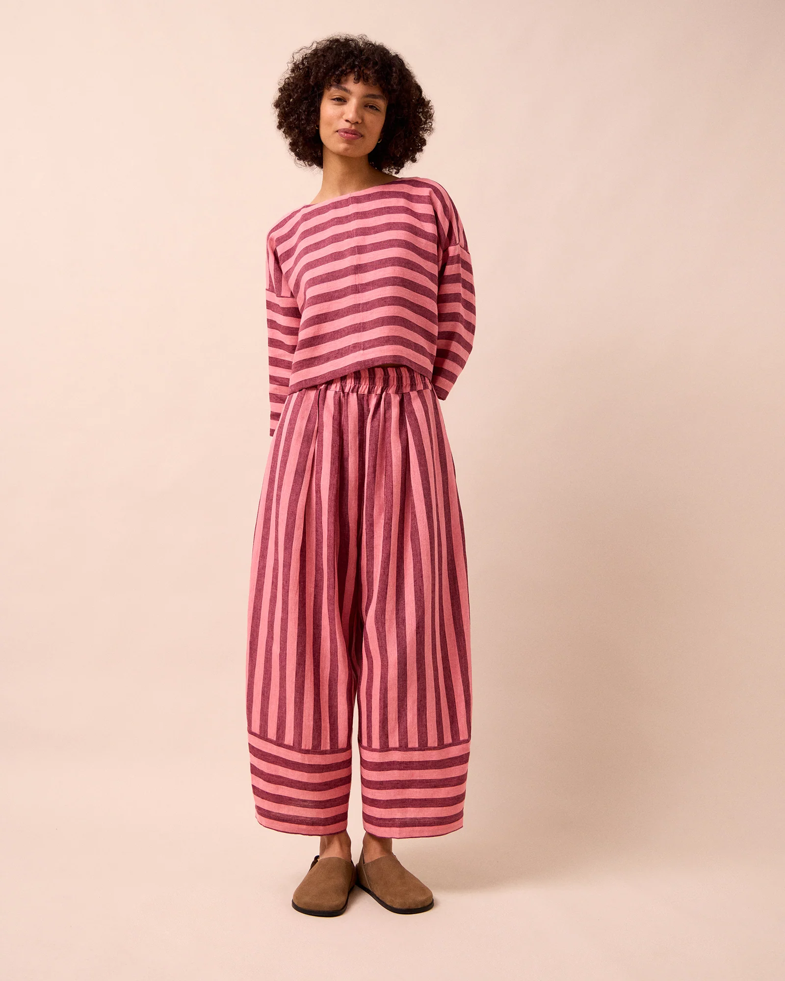 Bobbi Fiesta Pink Stripe Linen Trousers