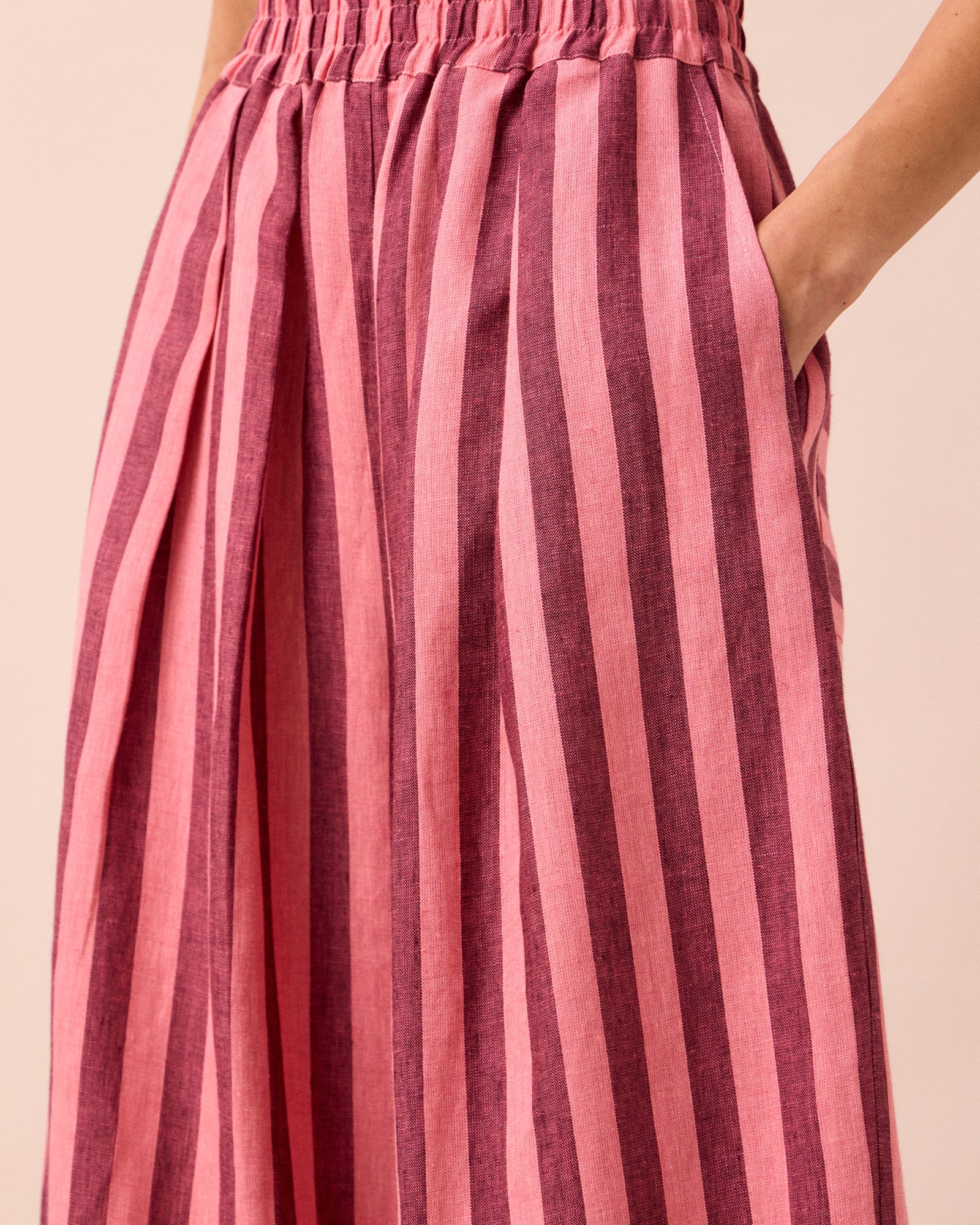 Bobbi Fiesta Pink Stripe Linen Trousers - Image 5