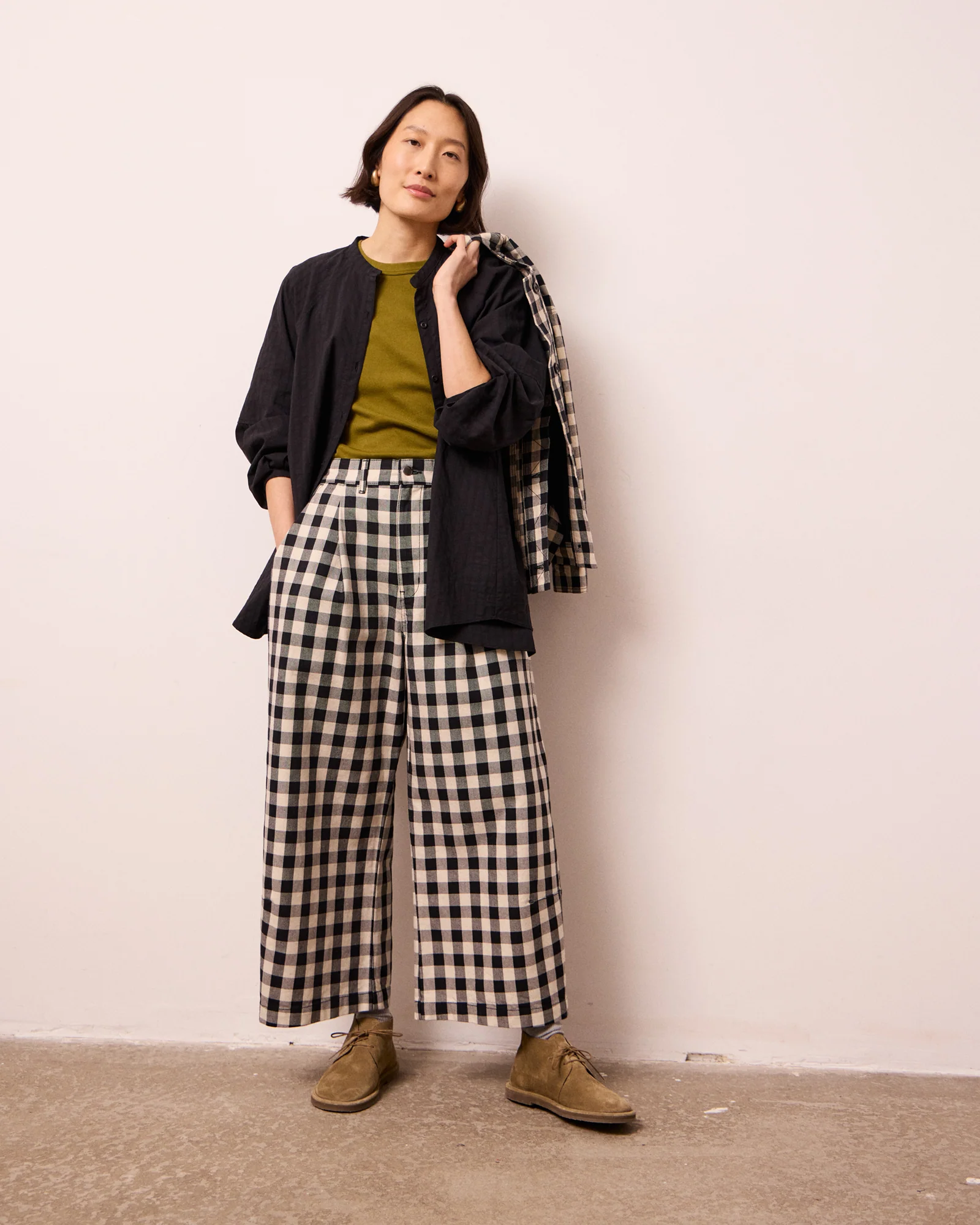 Bonnie Black & White Check Denim Jeans
