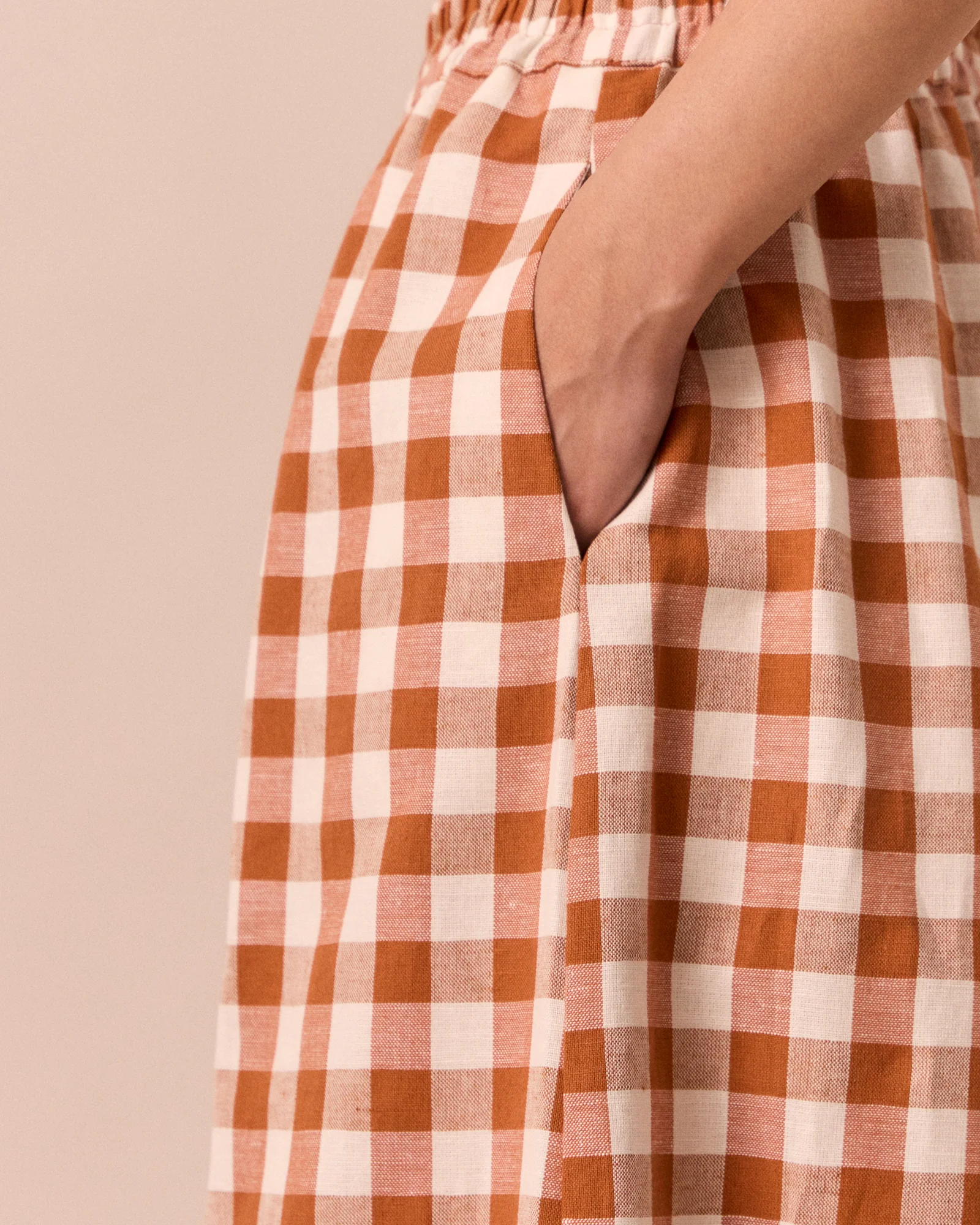 Daisy Amber Check Cotton Linen Trousers - Image 5