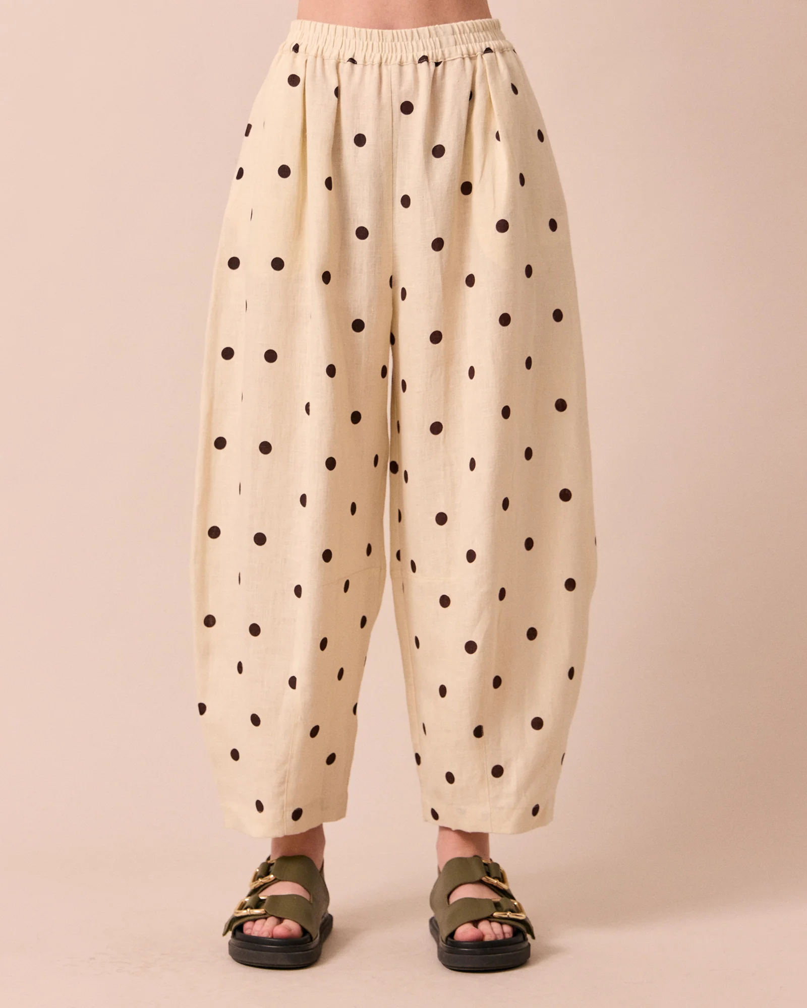 Daisy Bone Spot Print Linen Trousers - Image 3