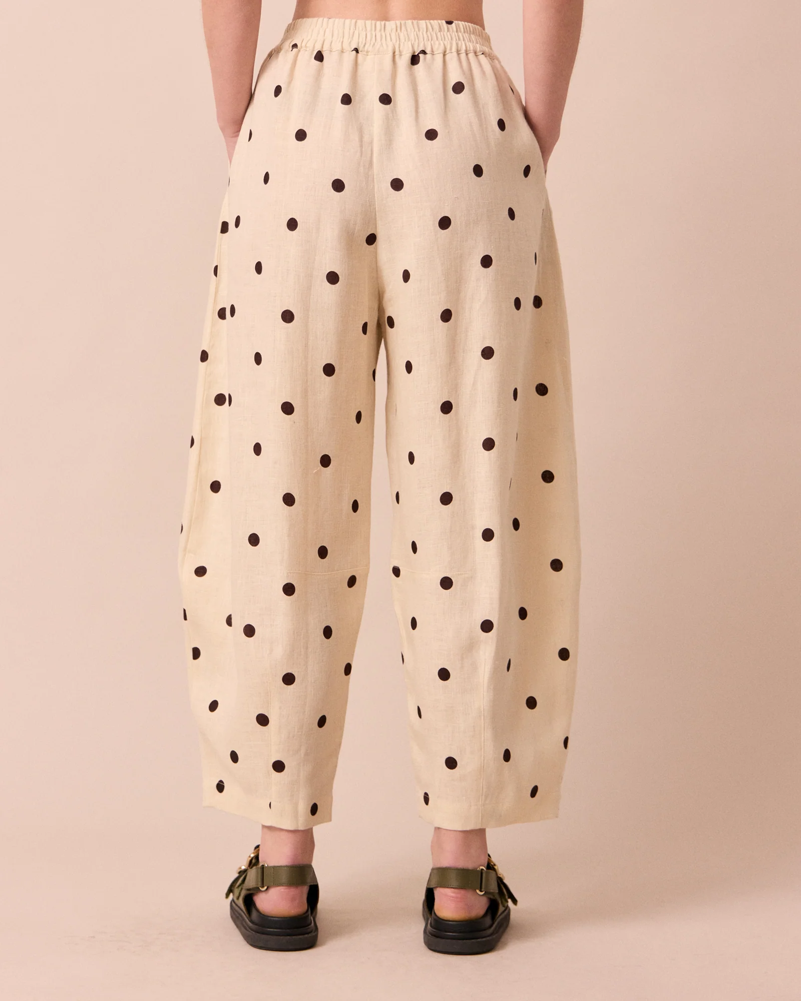 Daisy Bone Spot Print Linen Trousers - Image 4