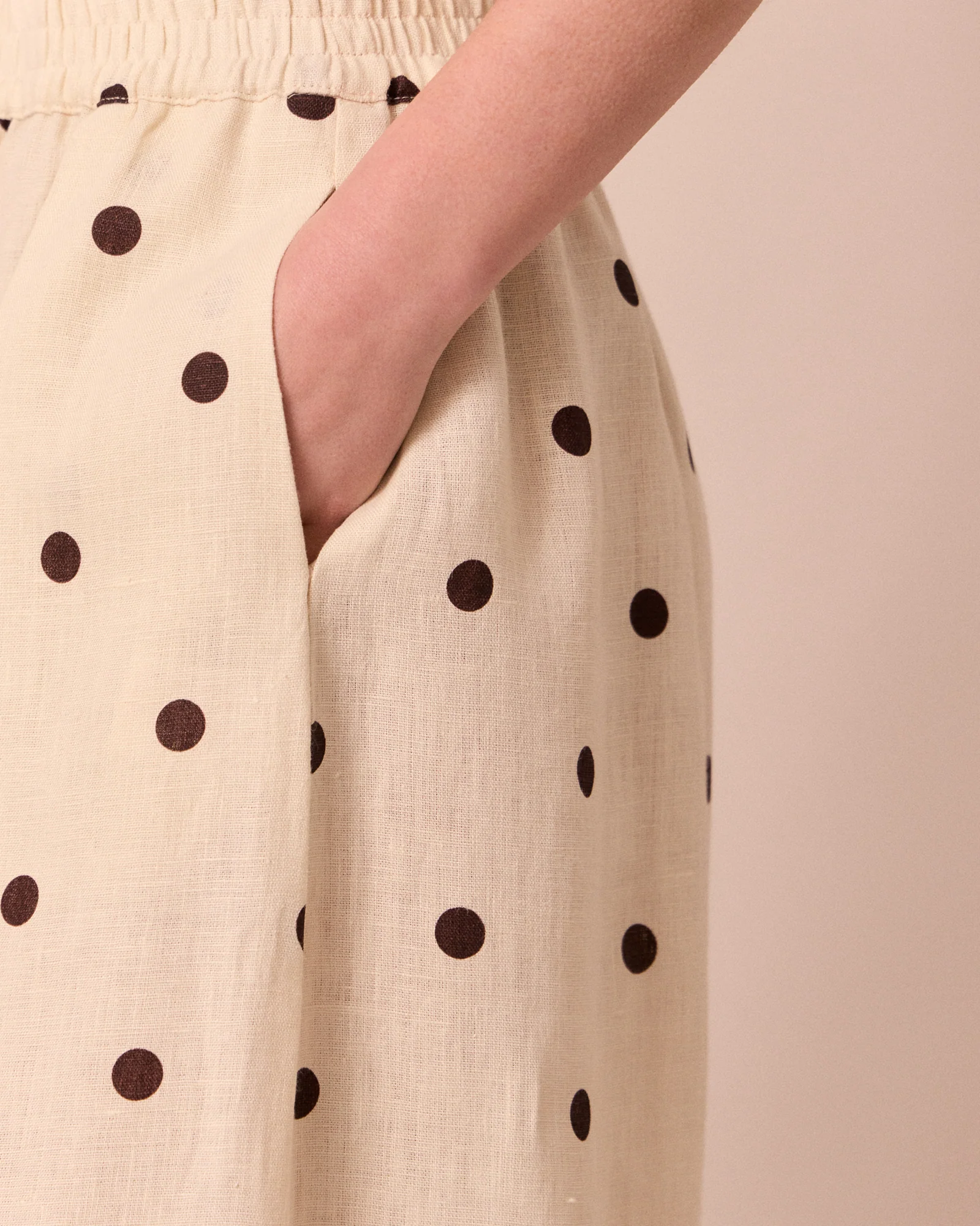 Daisy Bone Spot Print Linen Trousers - Image 5