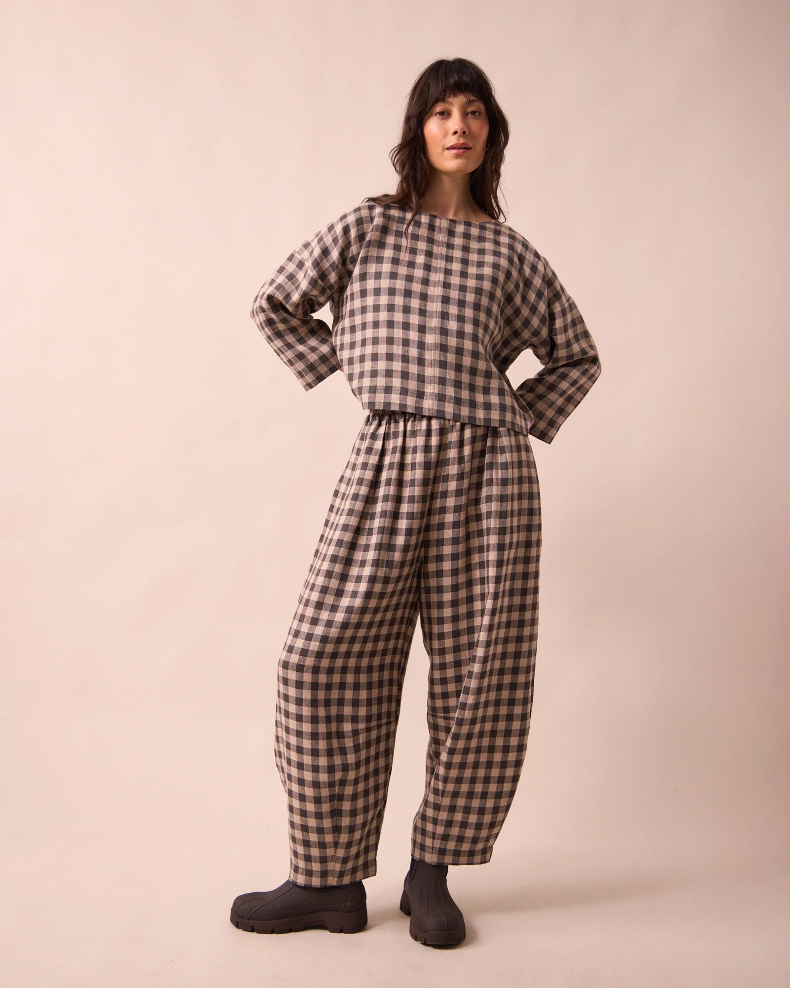 Daisy Stone Gingham Linen Trousers