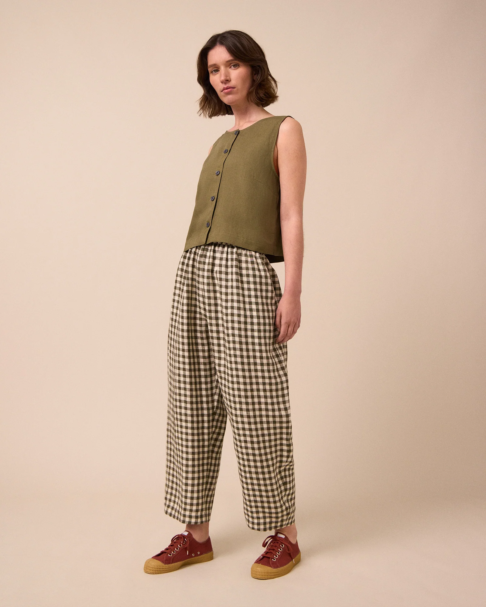 Elodie Khaki Linen Top - Image 3