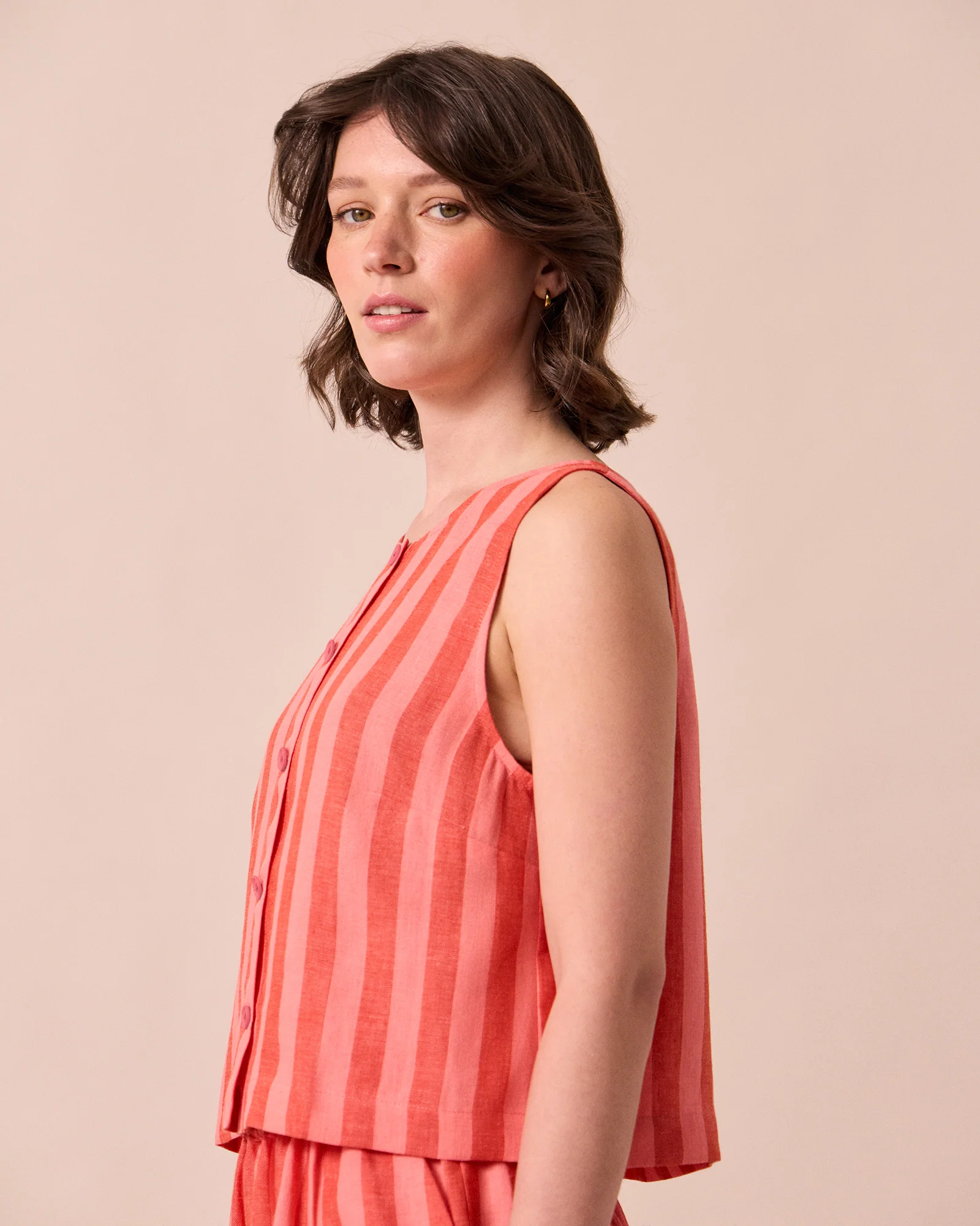Elodie Sorbet Stripe Linen Top - Image 3