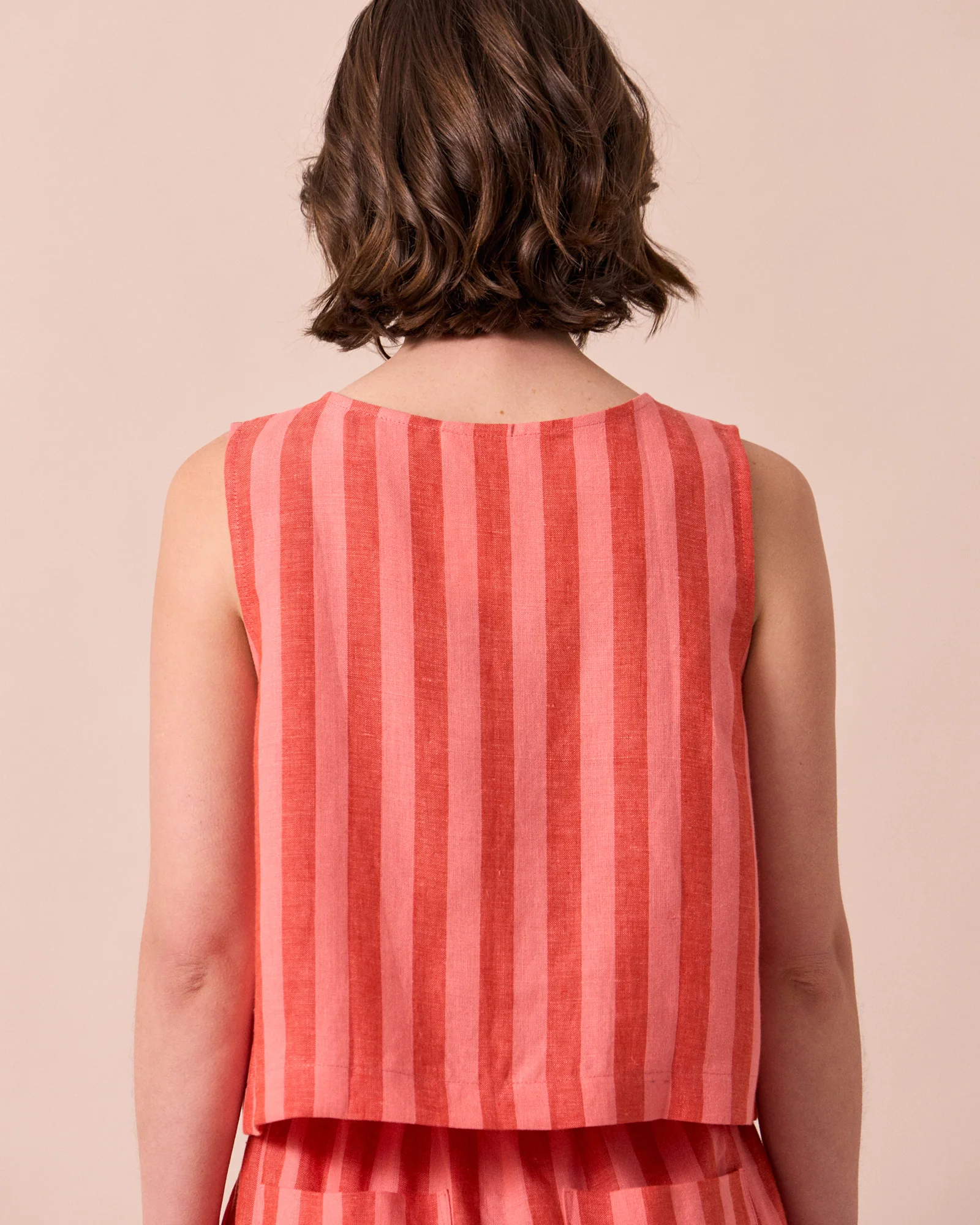 Elodie Sorbet Stripe Linen Top - Image 4