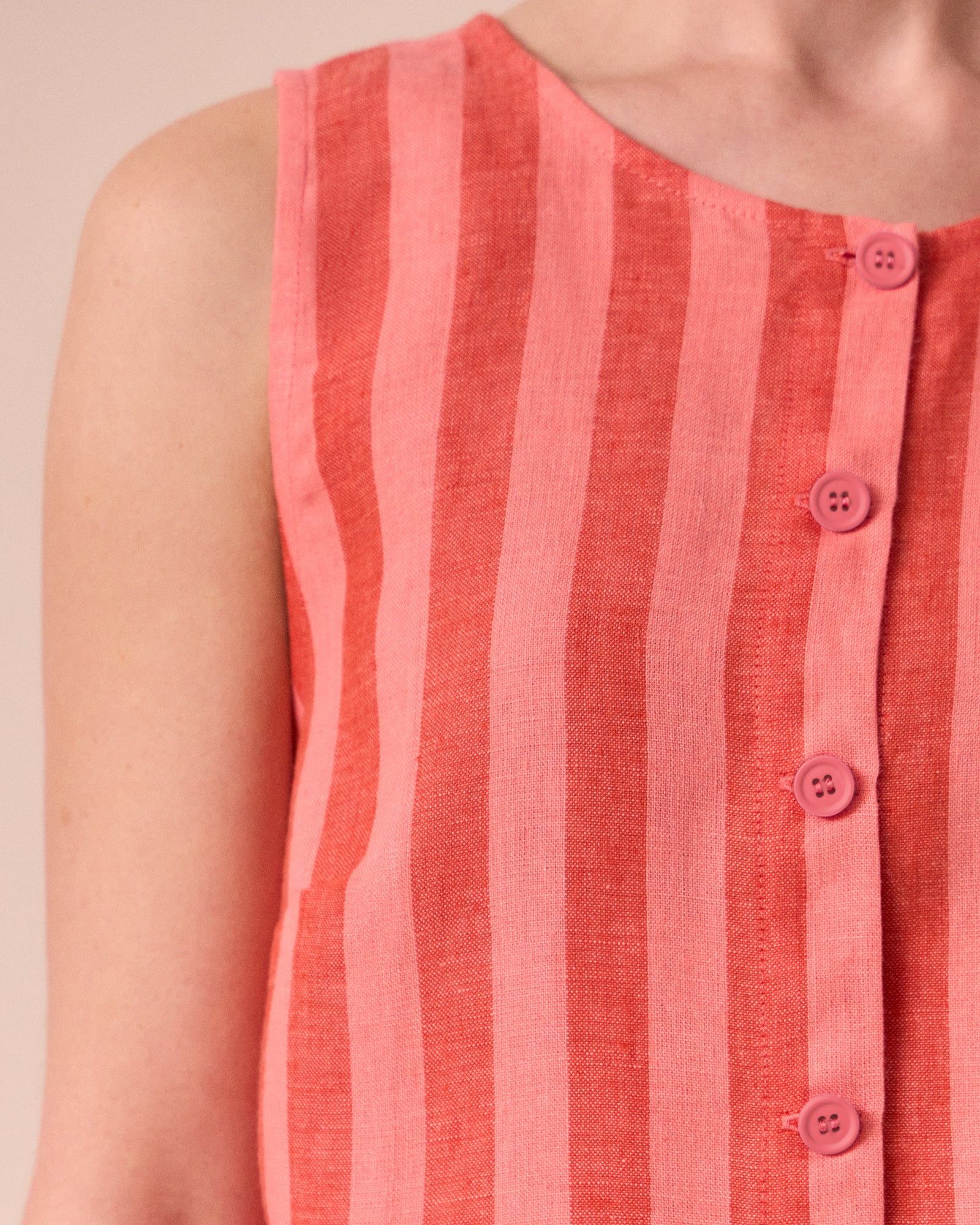 Elodie Sorbet Stripe Linen Top - Image 5