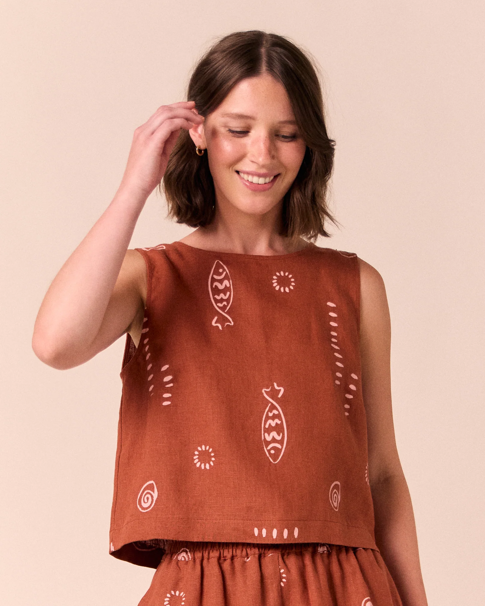Esme Beachcomber Print Linen Top
