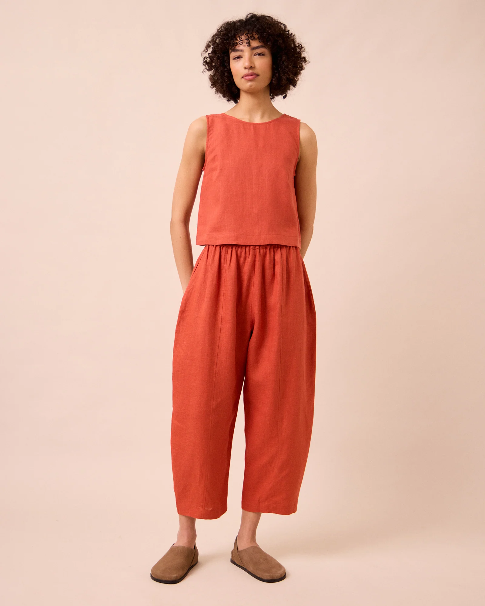 Esme Burnt Orange Linen Top - Image 2