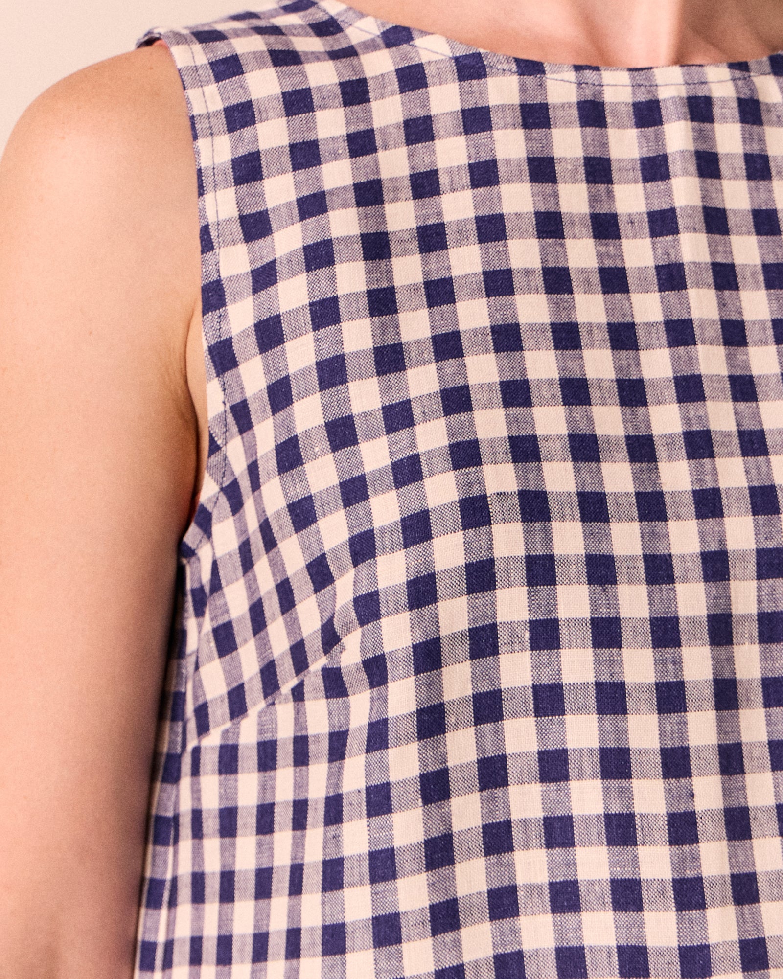 Esme Indigo Gingham Linen Top - Image 5
