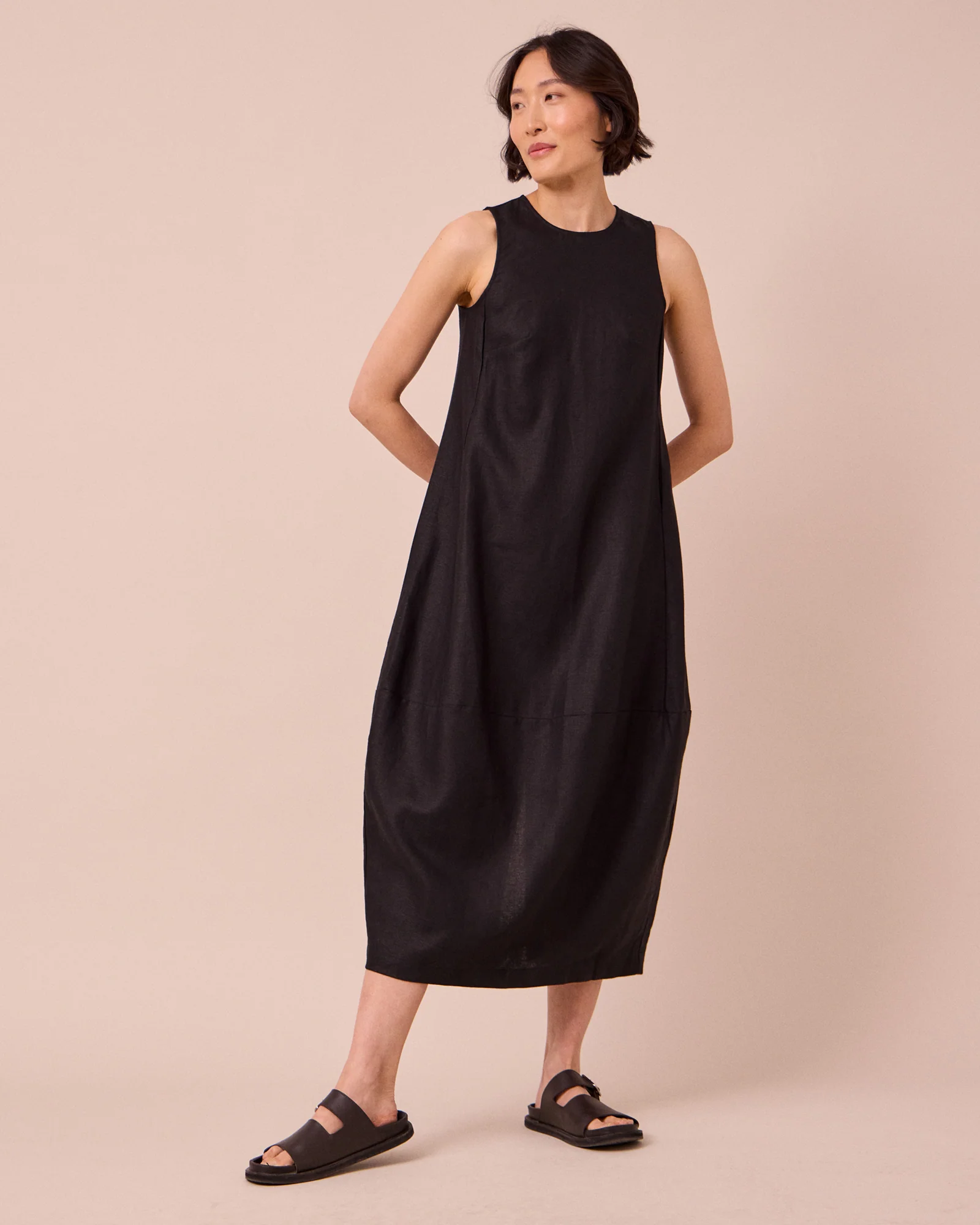 Etta Black Linen Dress - Image 3
