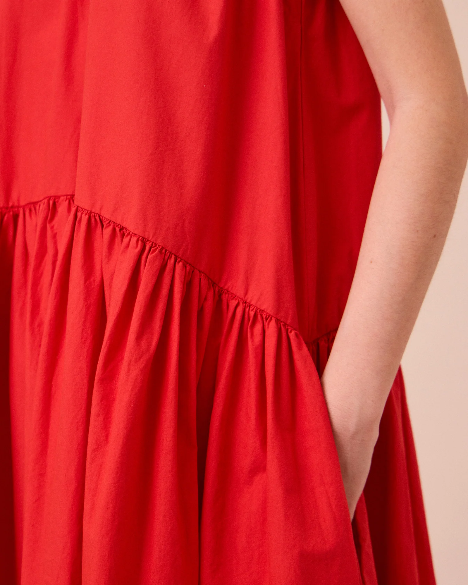 Gina Chilli Red Cotton Poplin Dress - Image 4