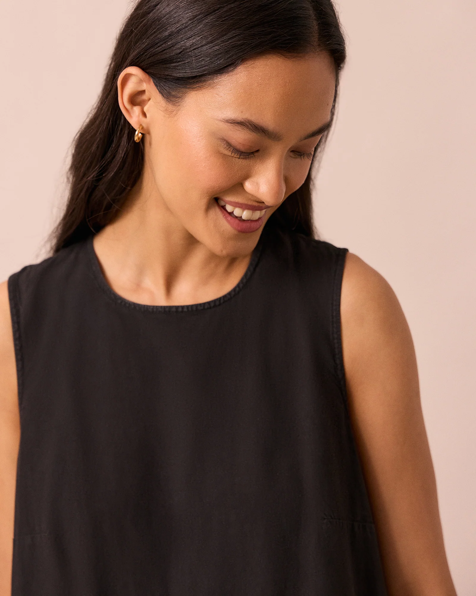 Gina Washed Black Cotton Dress - Image 3