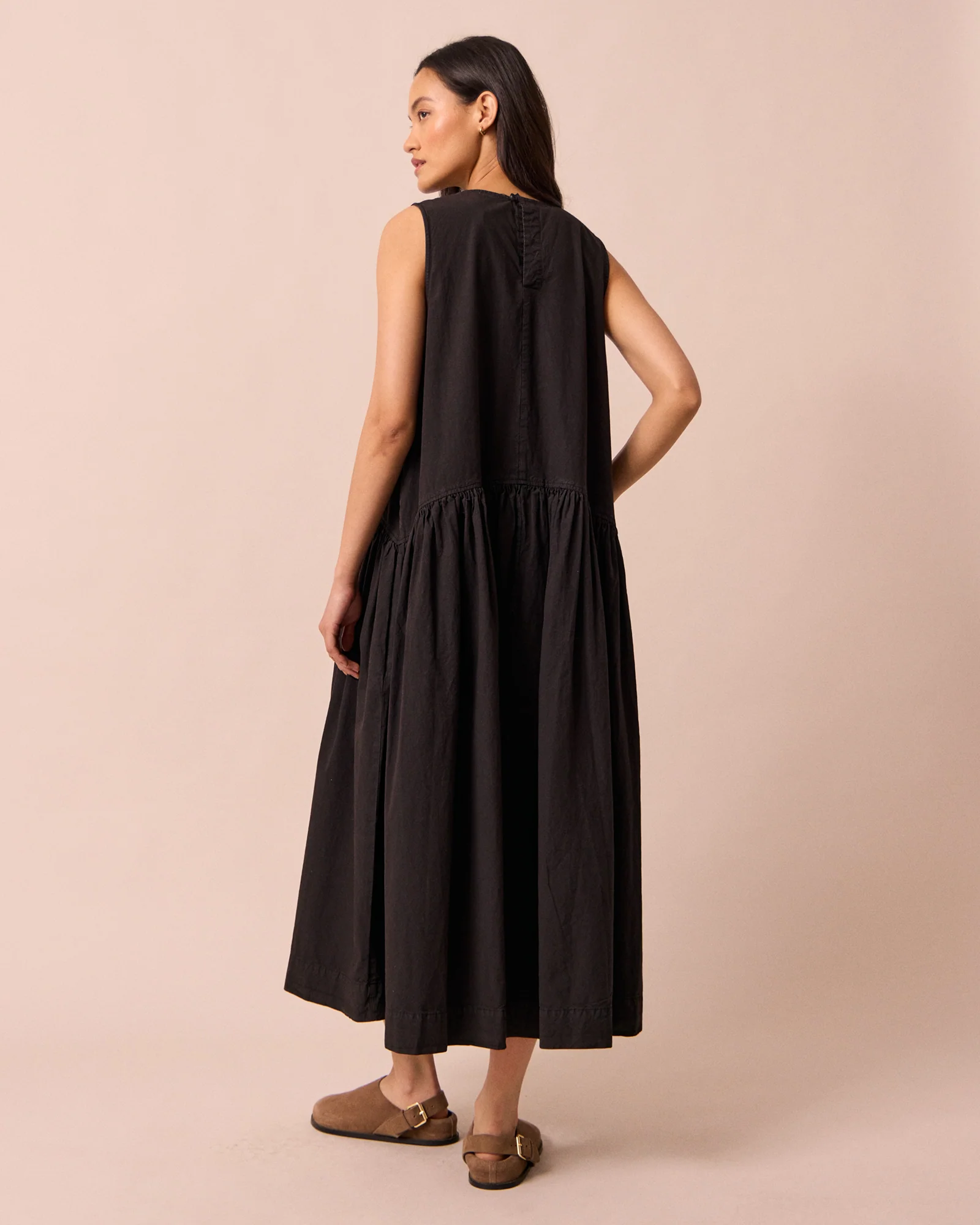 Gina Washed Black Cotton Dress - Image 4