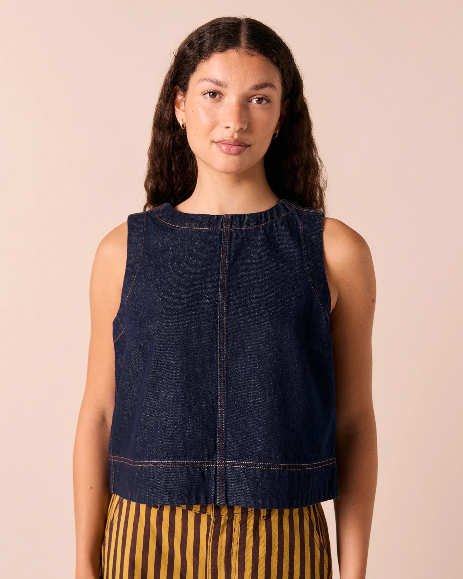 Hailey Indigo Rinse Wash Denim Top