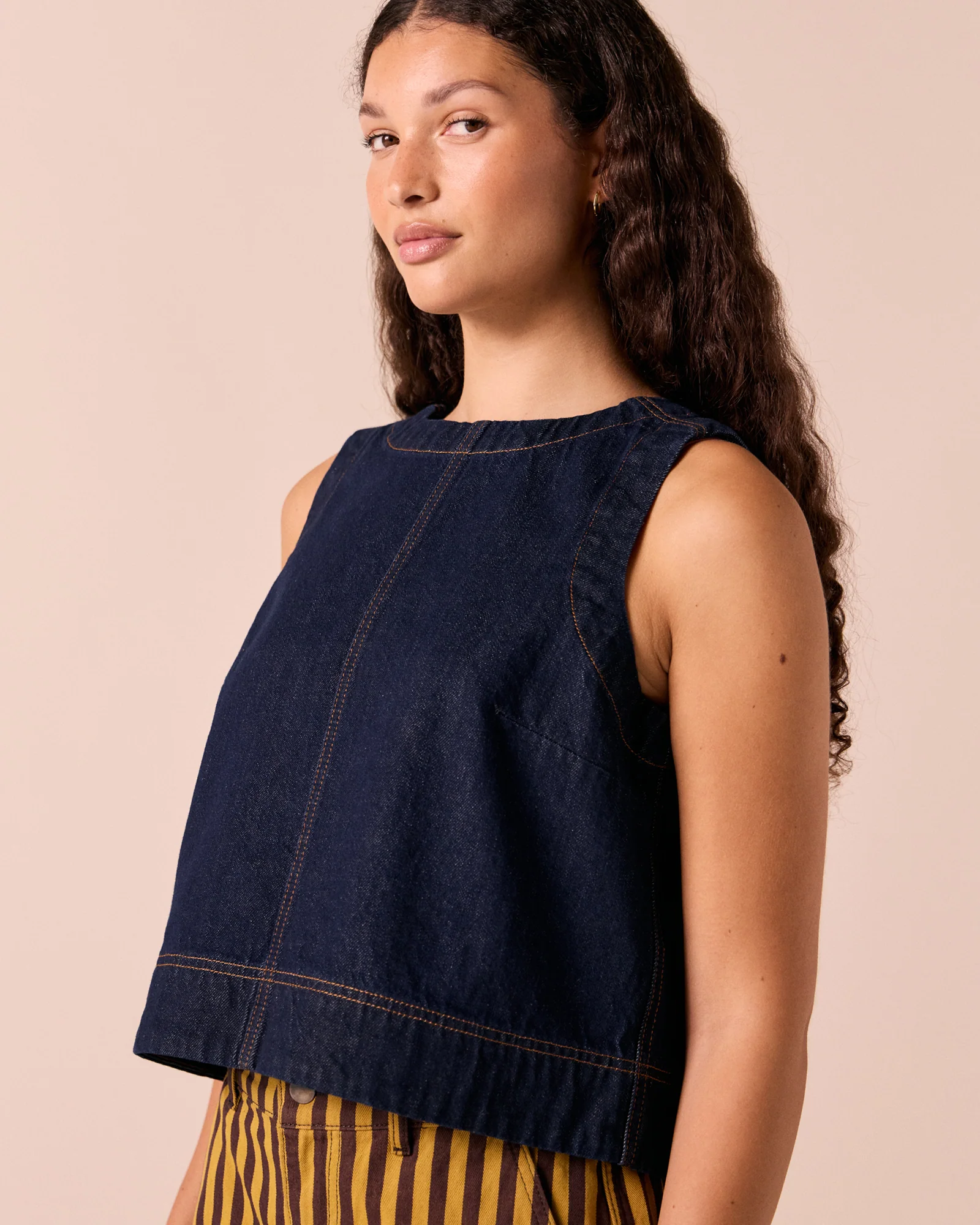 Hailey Indigo Rinse Wash Denim Top - Image 3