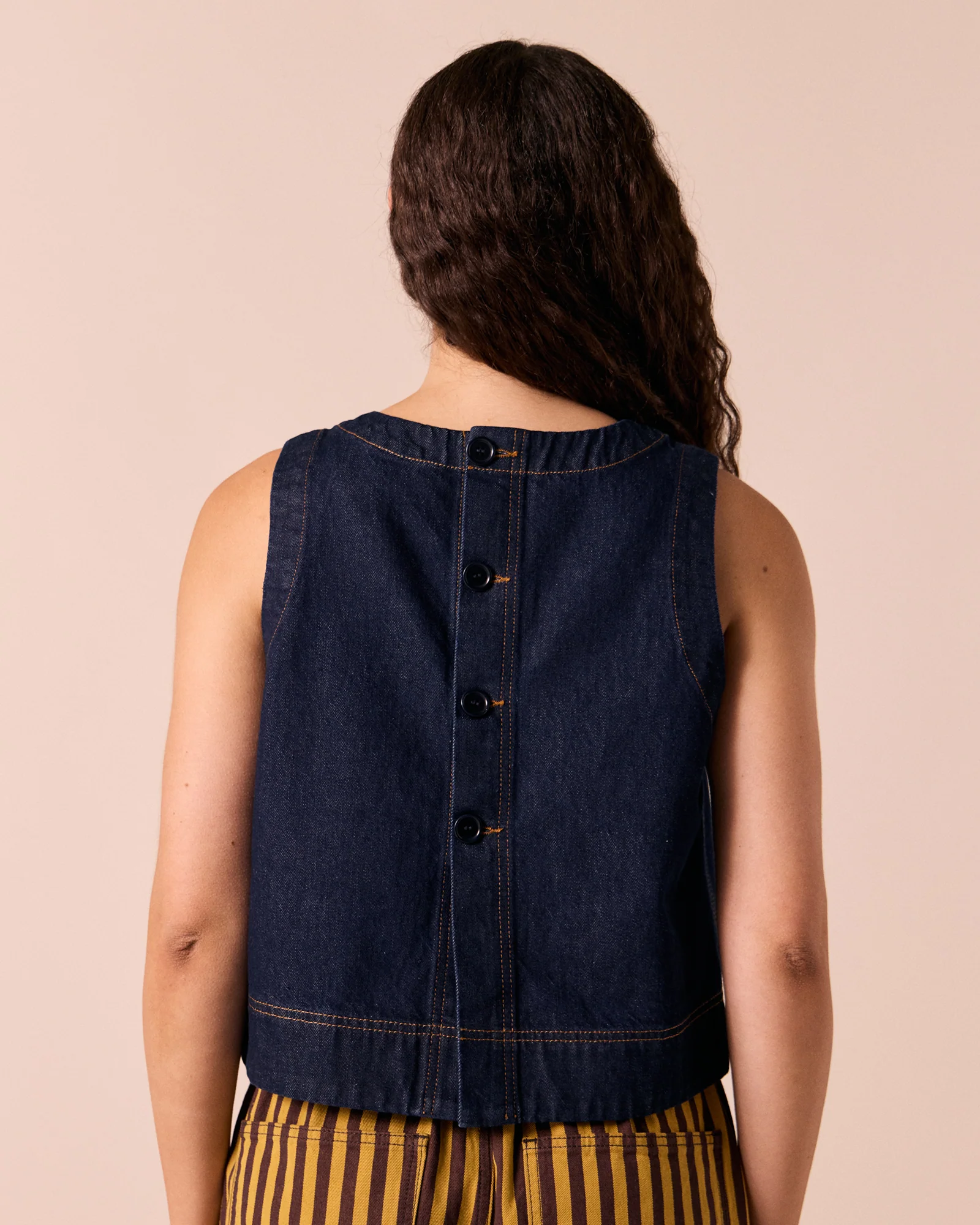 Hailey Indigo Rinse Wash Denim Top - Image 4