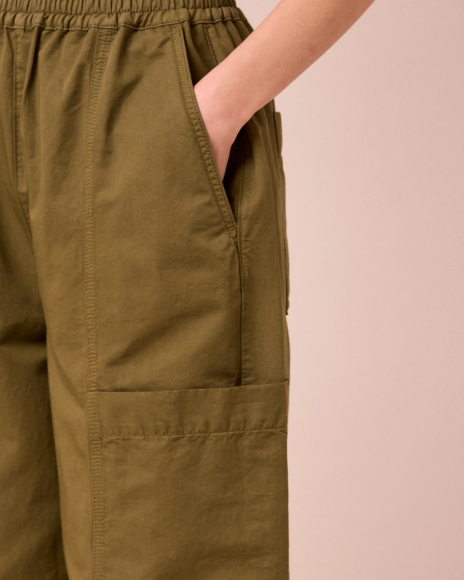 Hilda Khaki Cotton Linen Slub Trousers - Image 5