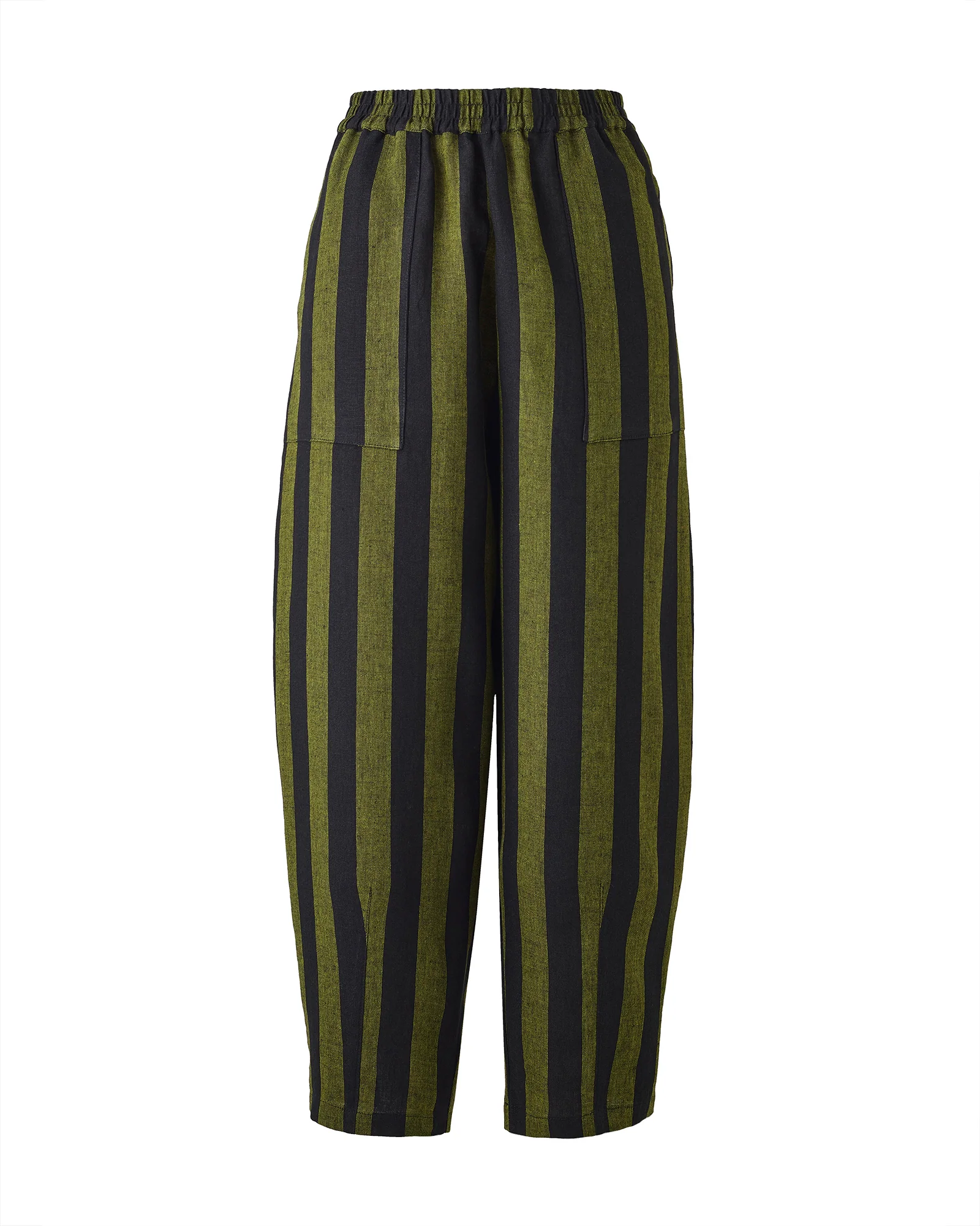 Huxley Black & Olive Stripe Linen Trousers - Image 3