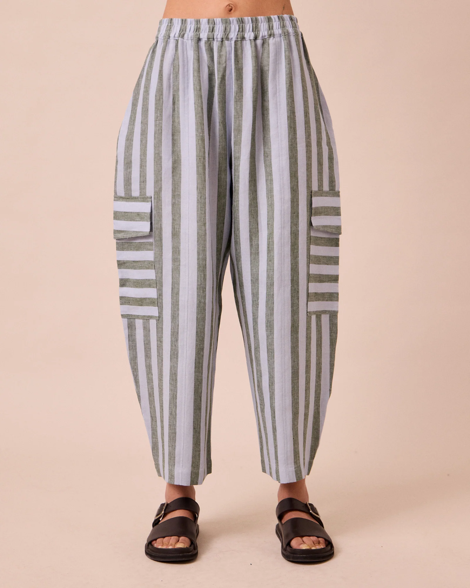 Jodi Aloe Stripe Linen Trousers - Image 3