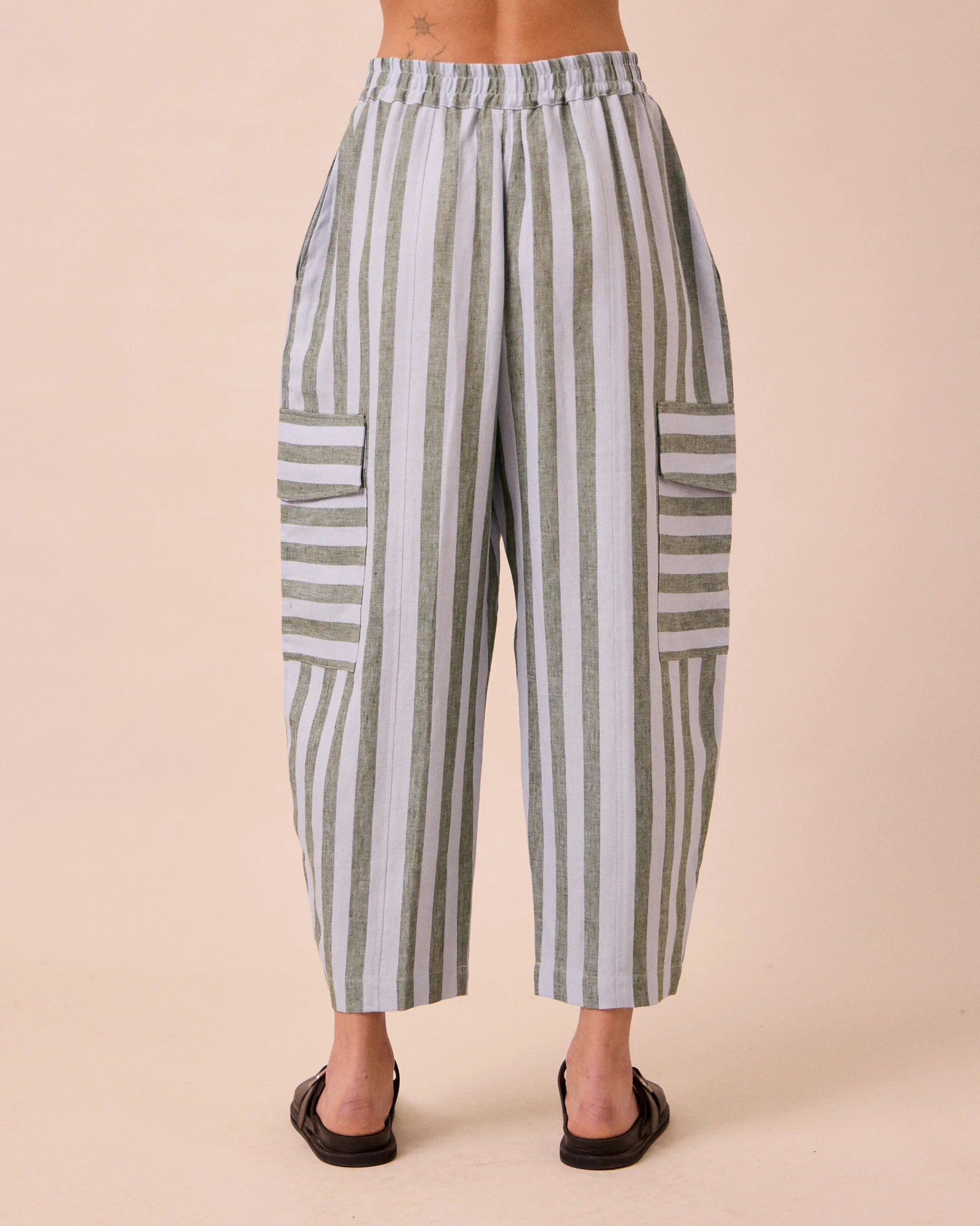 Jodi Aloe Stripe Linen Trousers - Image 4
