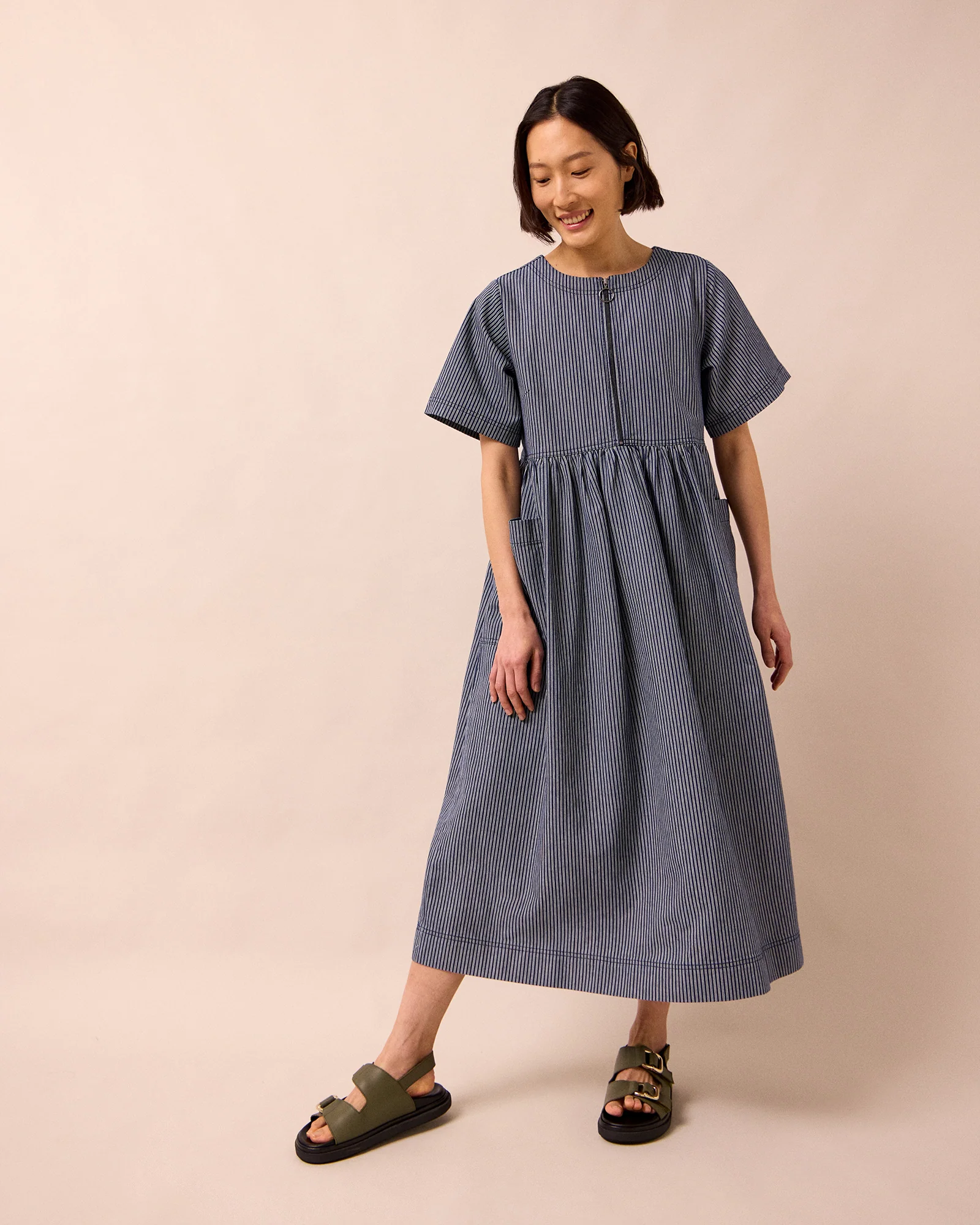 Kera Navy Hickory Stripe Denim Dress - Image 4
