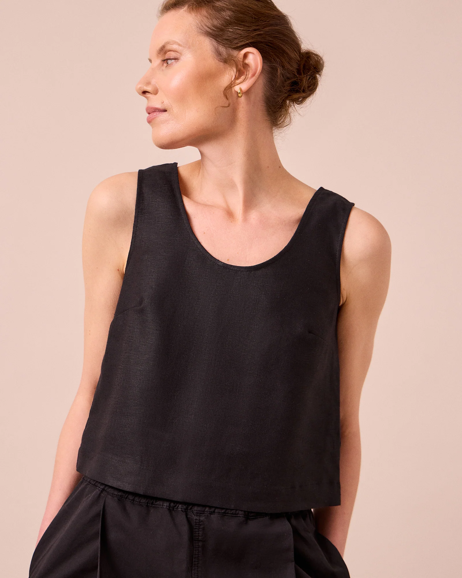 Kim Black Linen Top