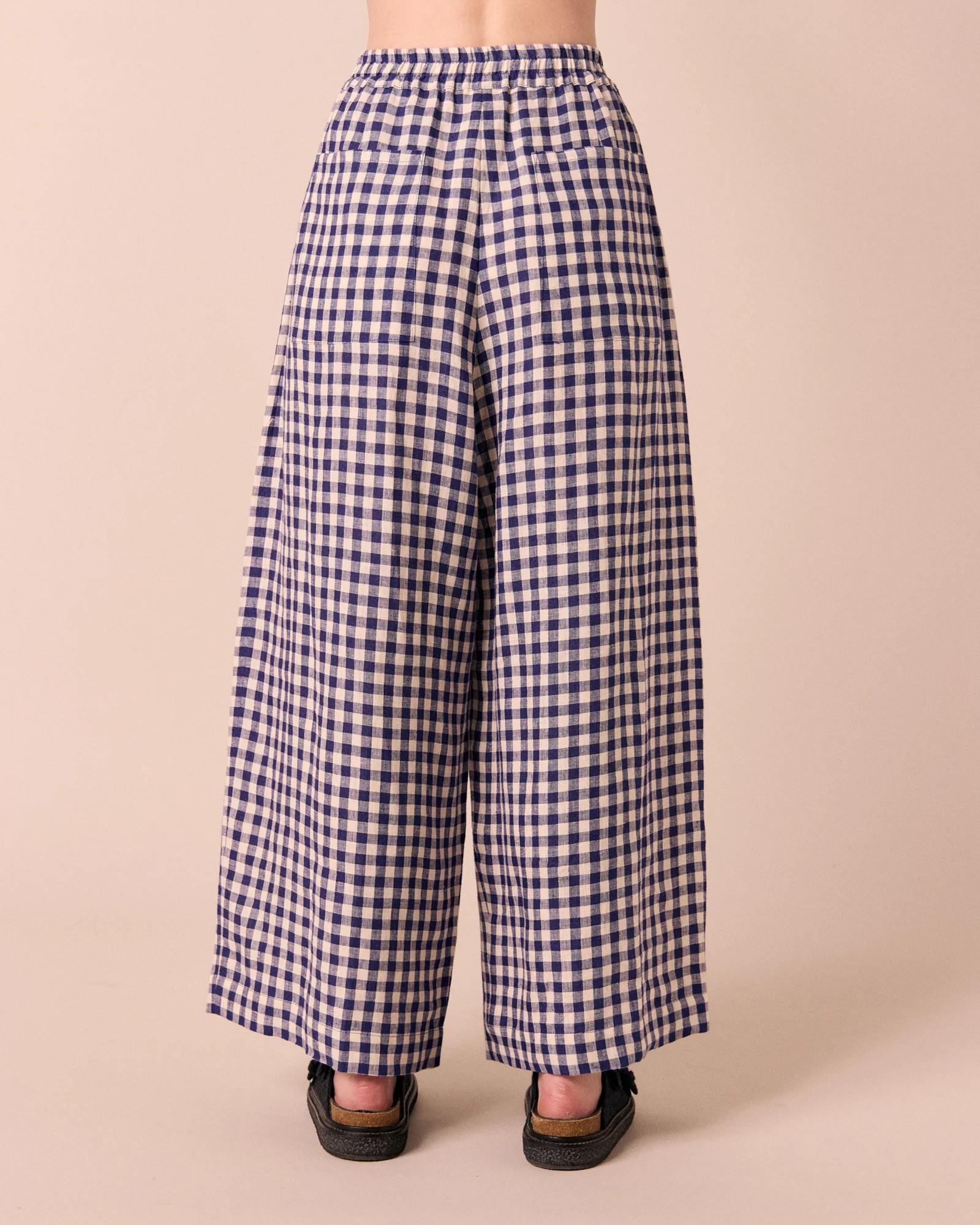 Layne Indigo Gingham Linen Trousers - Image 3