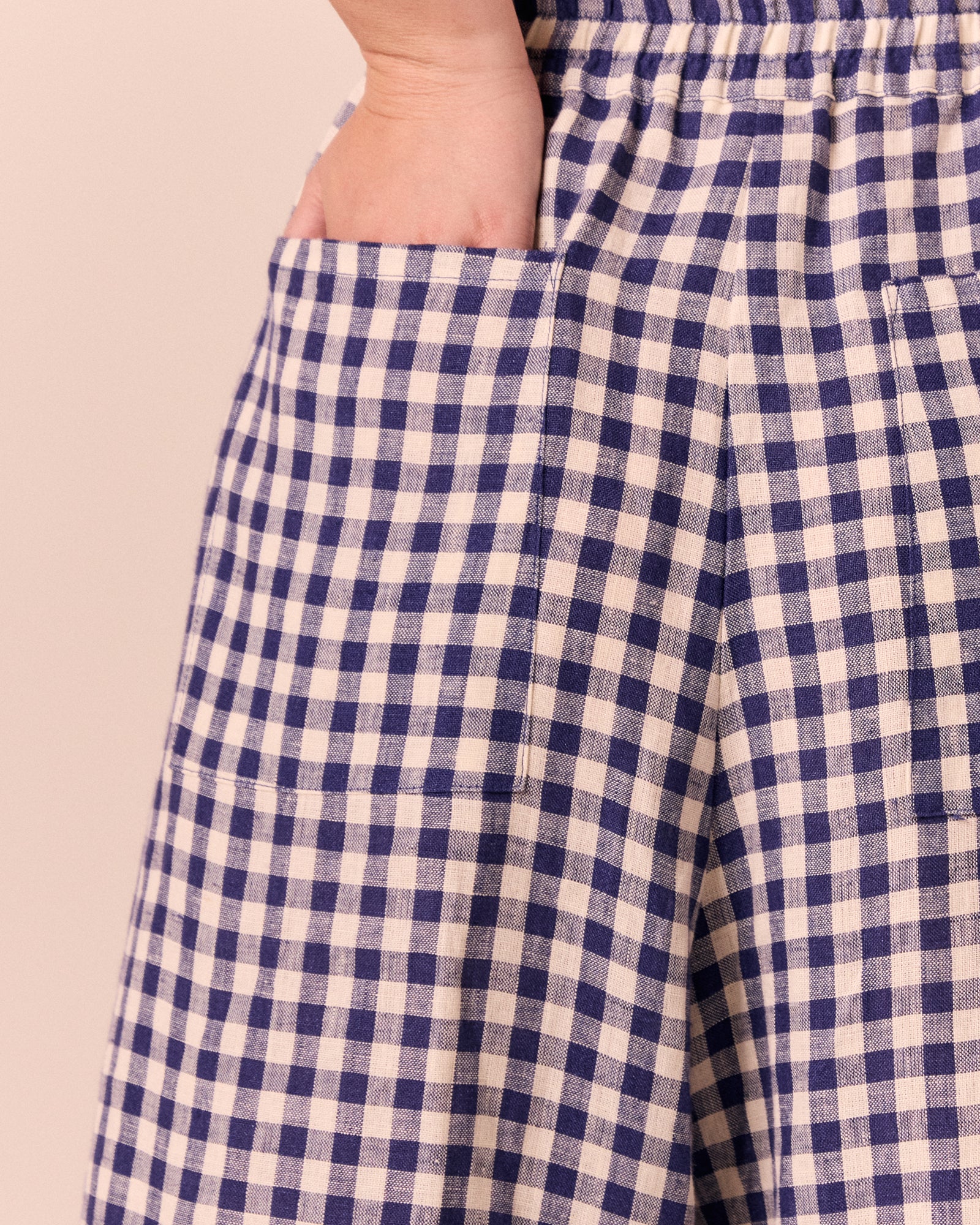 Layne Indigo Gingham Linen Trousers - Image 5