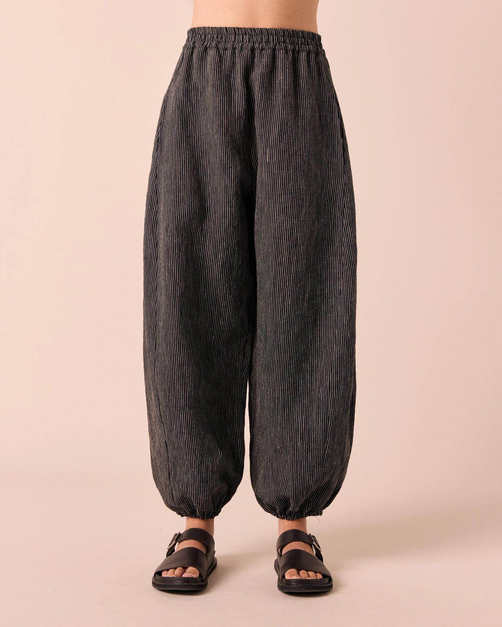Logan Black & Ecru Pencil Stripe Linen Trousers - Image 3