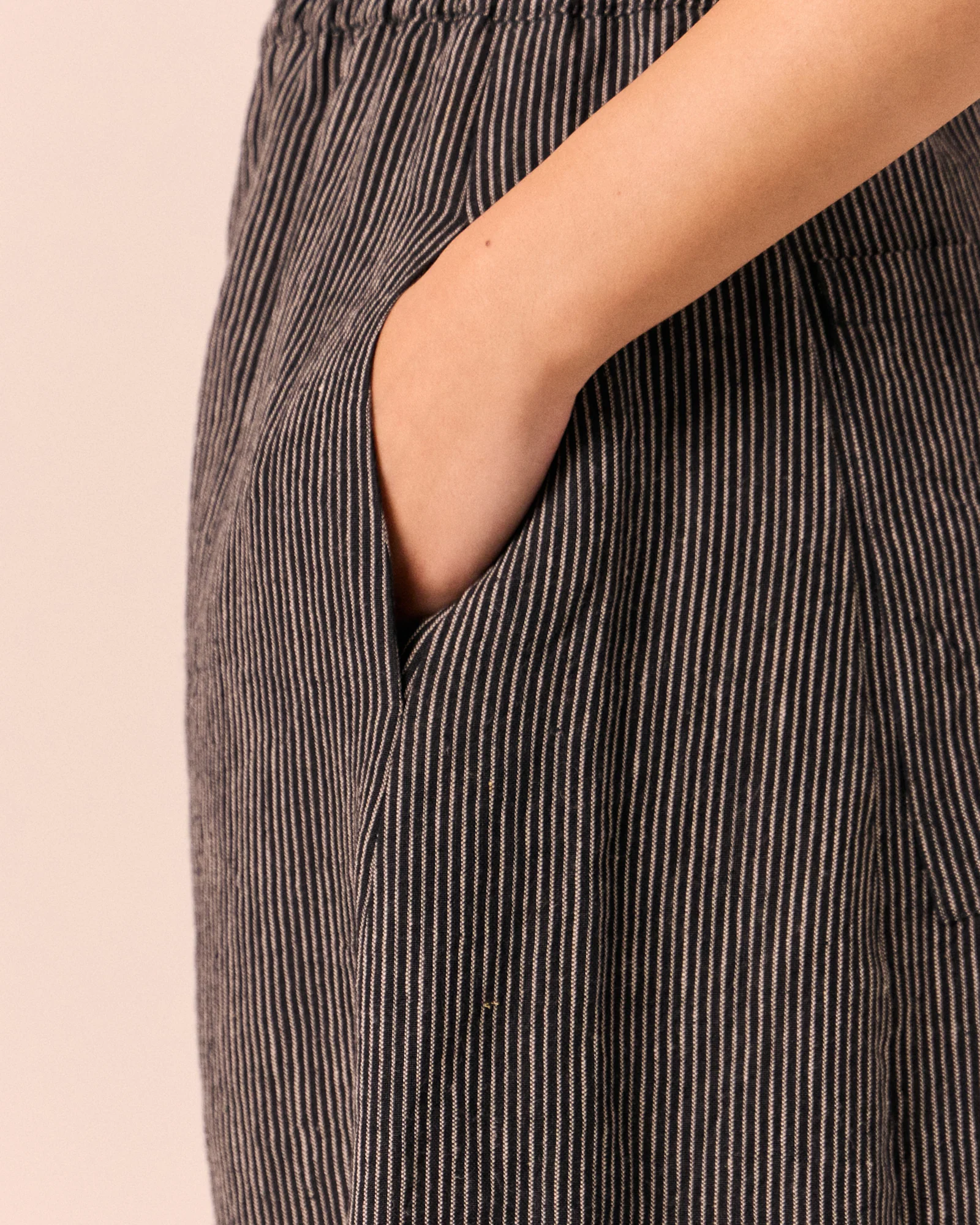 Logan Black & Ecru Pencil Stripe Linen Trousers - Image 5