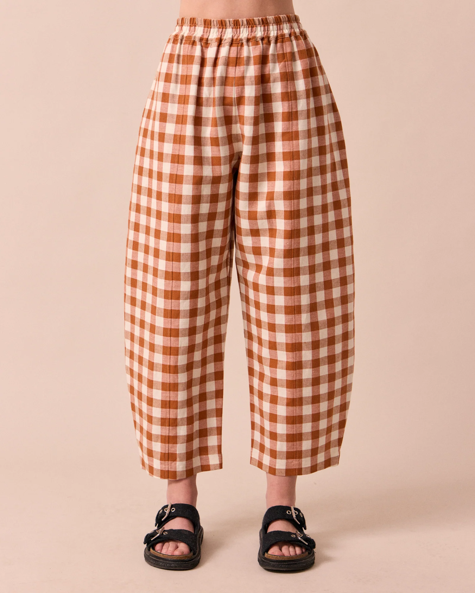Mabel Amber Check Cotton Linen Trousers - Image 3