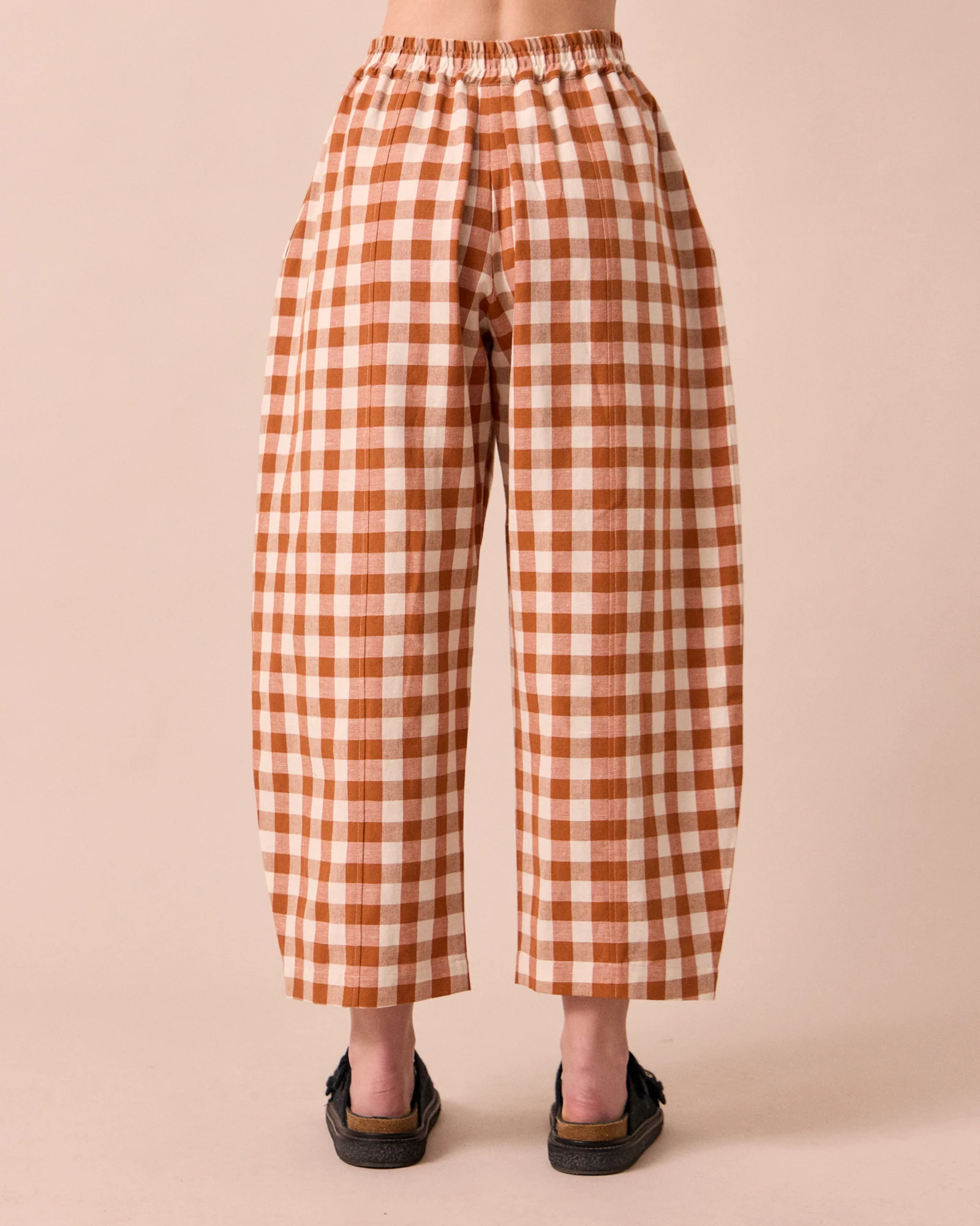 Mabel Amber Check Cotton Linen Trousers - Image 4