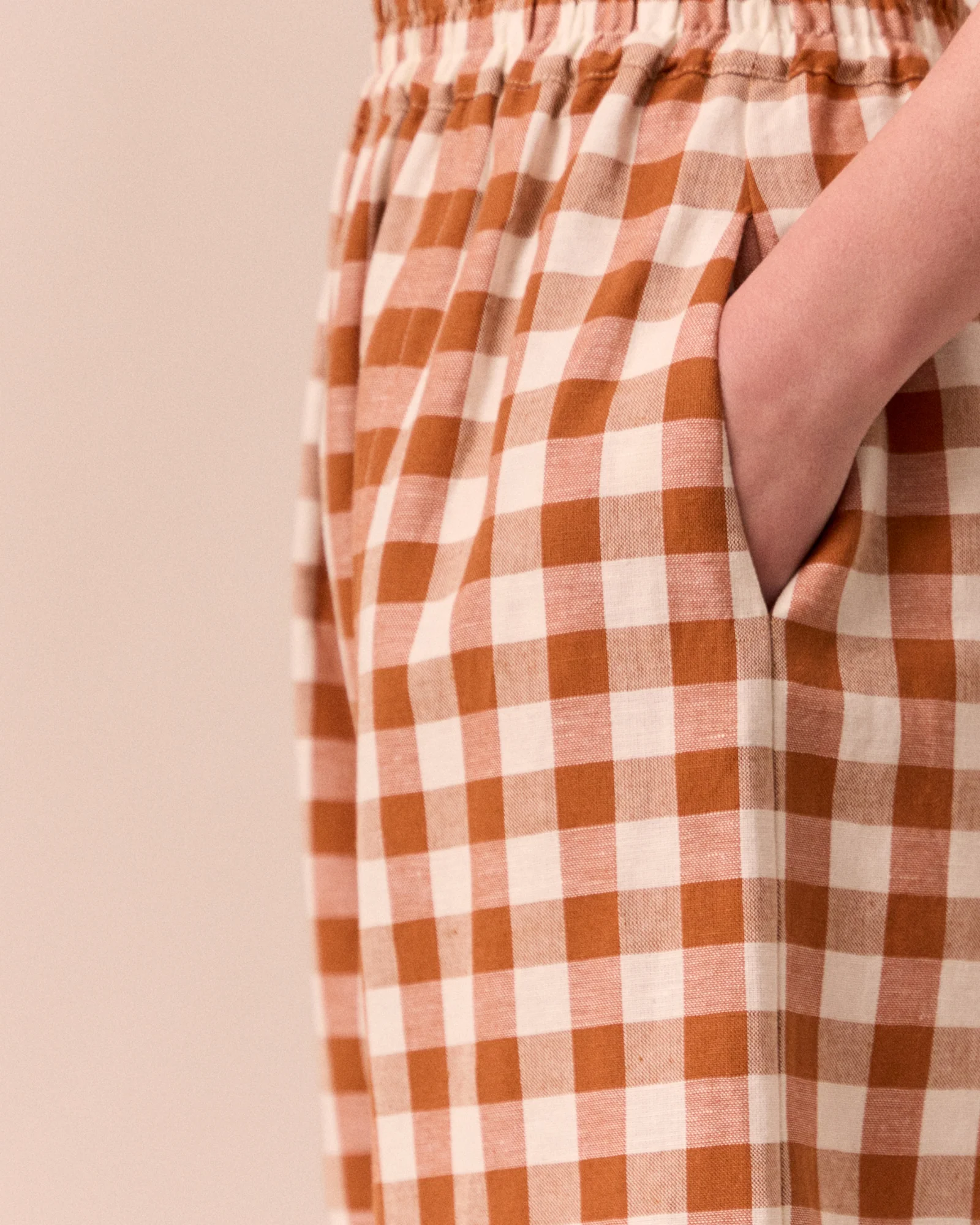 Mabel Amber Check Cotton Linen Trousers - Image 5
