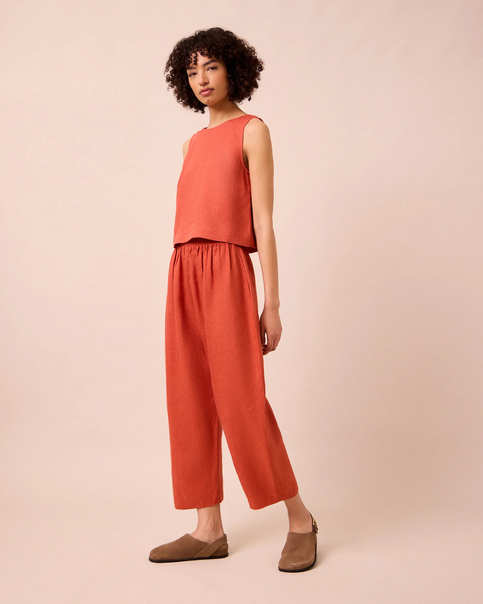 Mabel Burnt Orange Linen Trousers - Image 2
