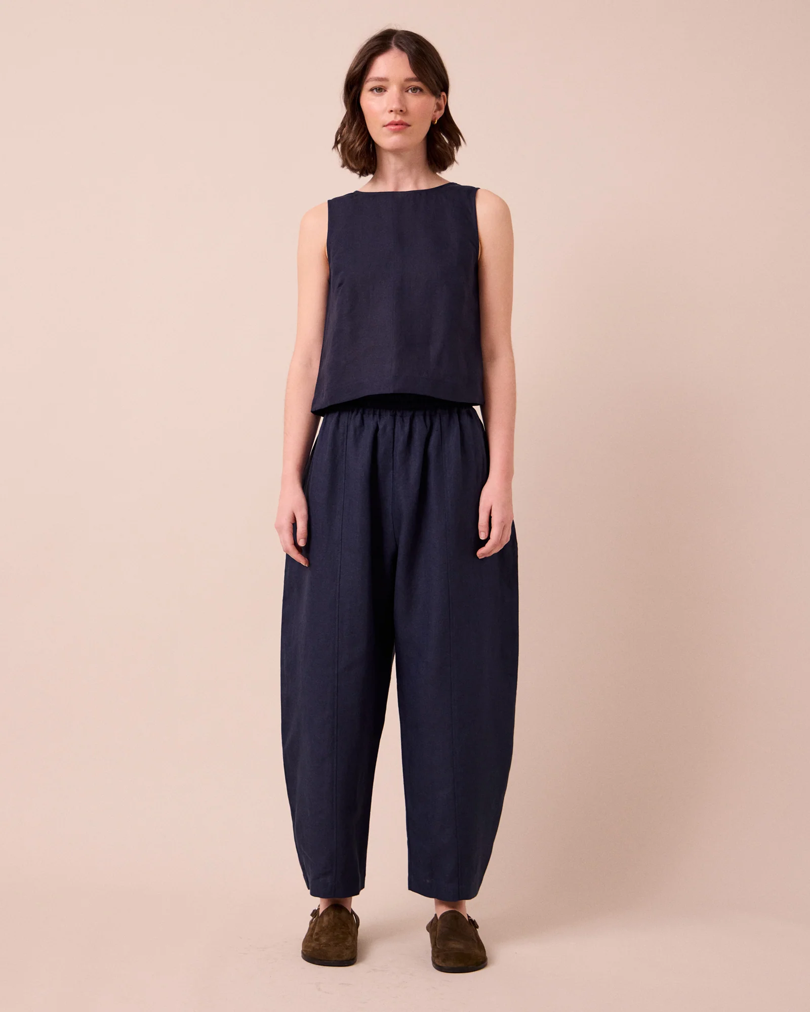 Mabel Navy Linen Trousers