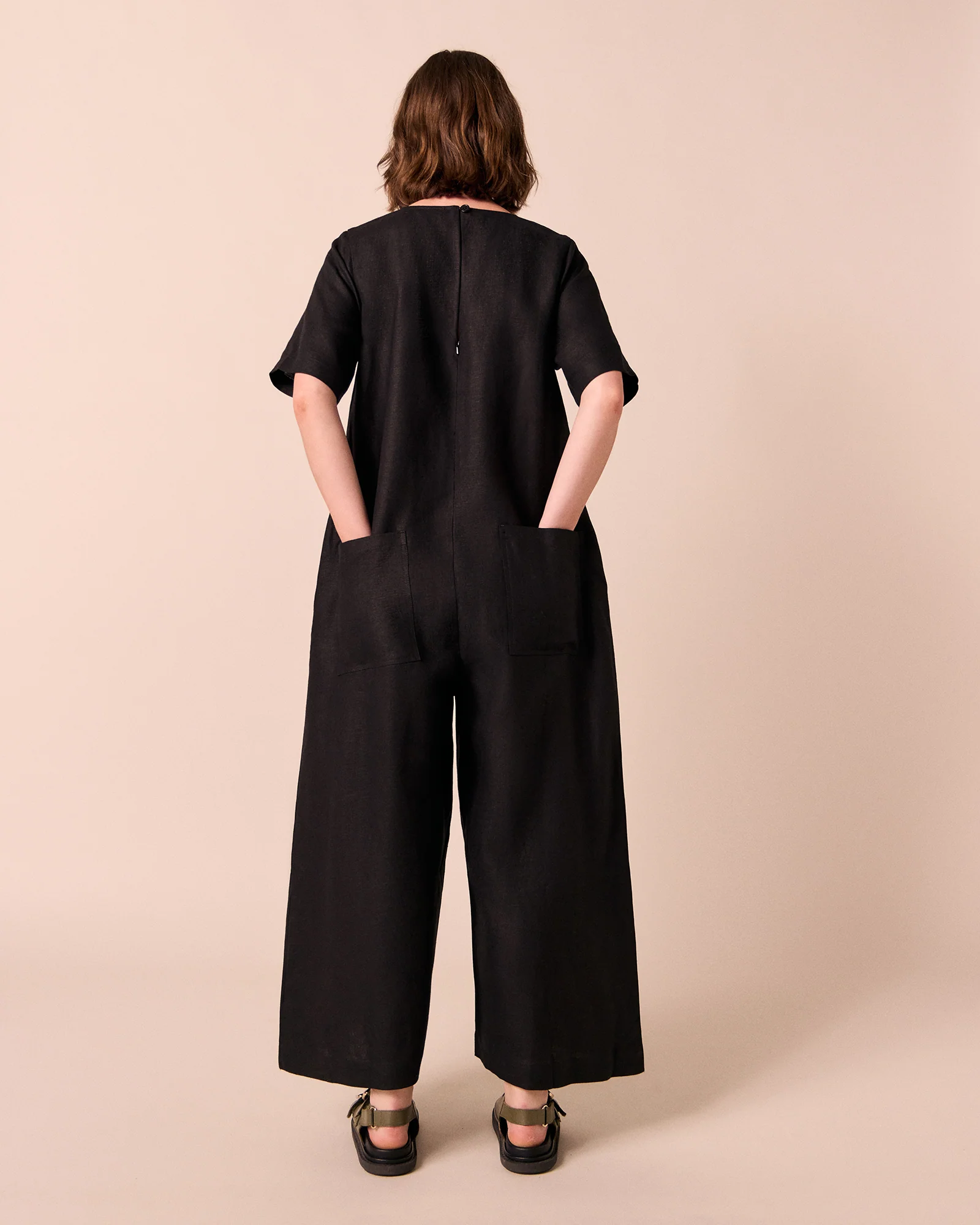Molly Black Linen Jumpsuit - Image 3