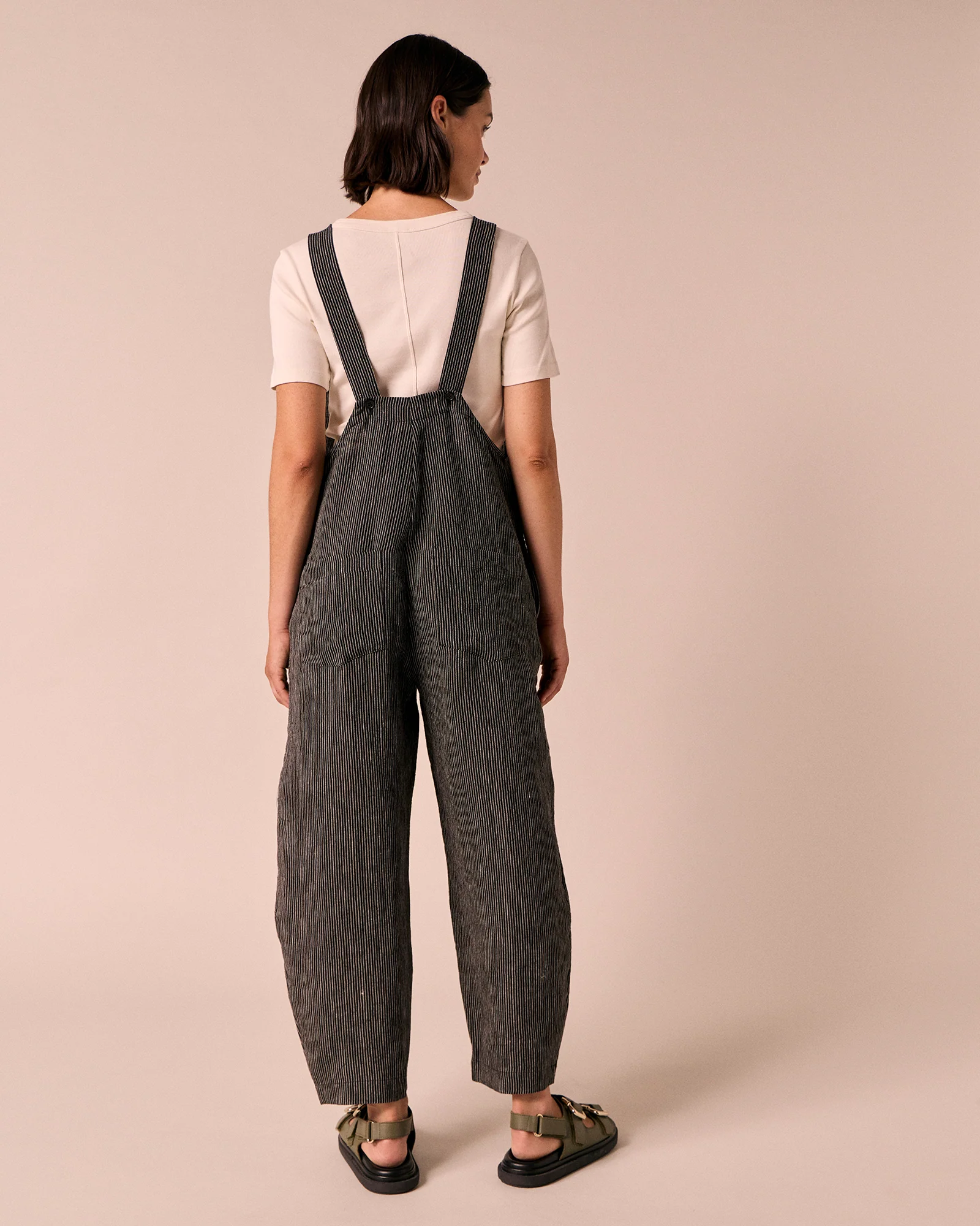 Ottie Black & Ecru Pencil Stripe Linen Jumpsuit - Image 4