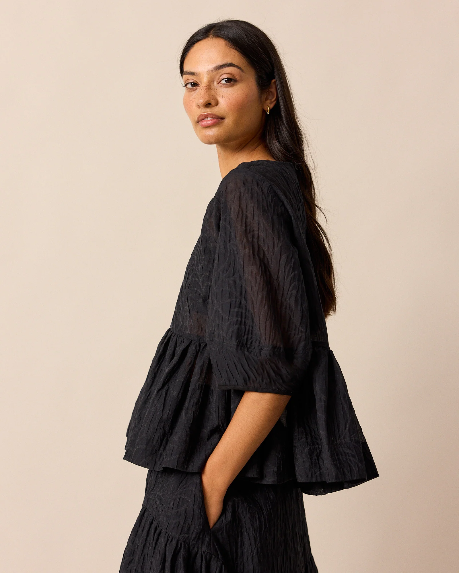 Priya Black Organza Tops - Image 3
